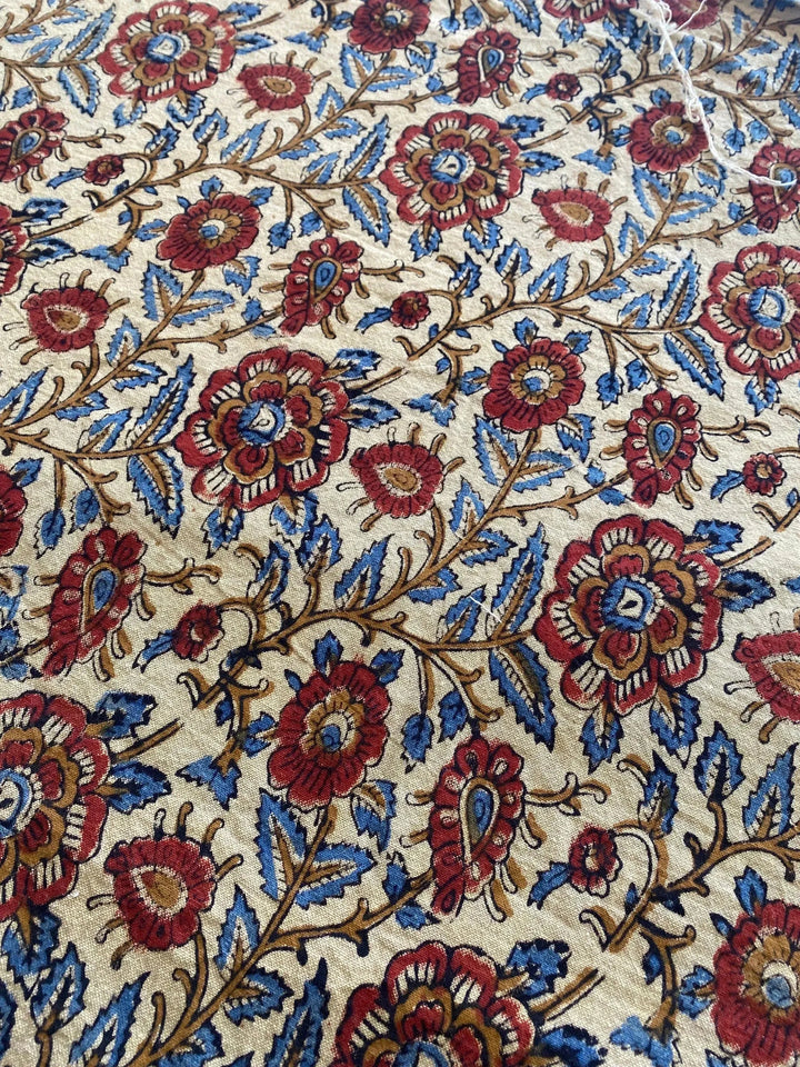 58" inches Indian Hand Block Print Fabric, Indian Linen Fabric, Block Print Fabric, Designer Floral Printing Fabric, Upholstery fabric, - Maple Village Lane