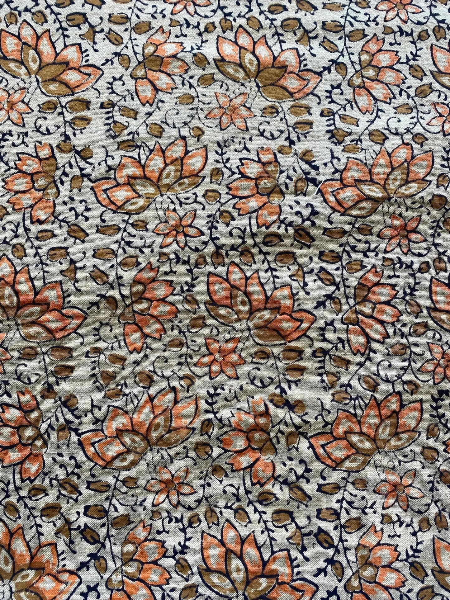 58" inches Indian Hand Block Print Fabric, Indian Linen Fabric, Block Print Fabric, Designer Floral Printing Fabric, Upholstery fabric, - Maple Village Lane