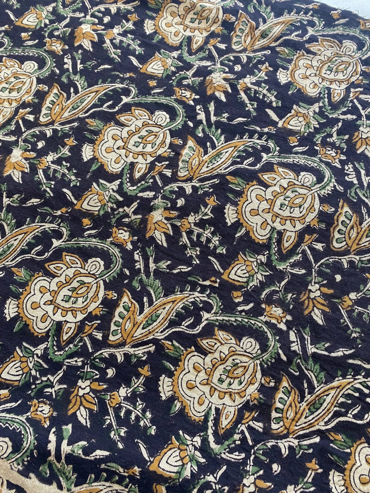 58" inches Indian Hand Block Print Fabric, Indian Linen Fabric, Block Print Fabric, Designer Floral Printing Fabric, Upholstery fabric, - Maple Village Lane