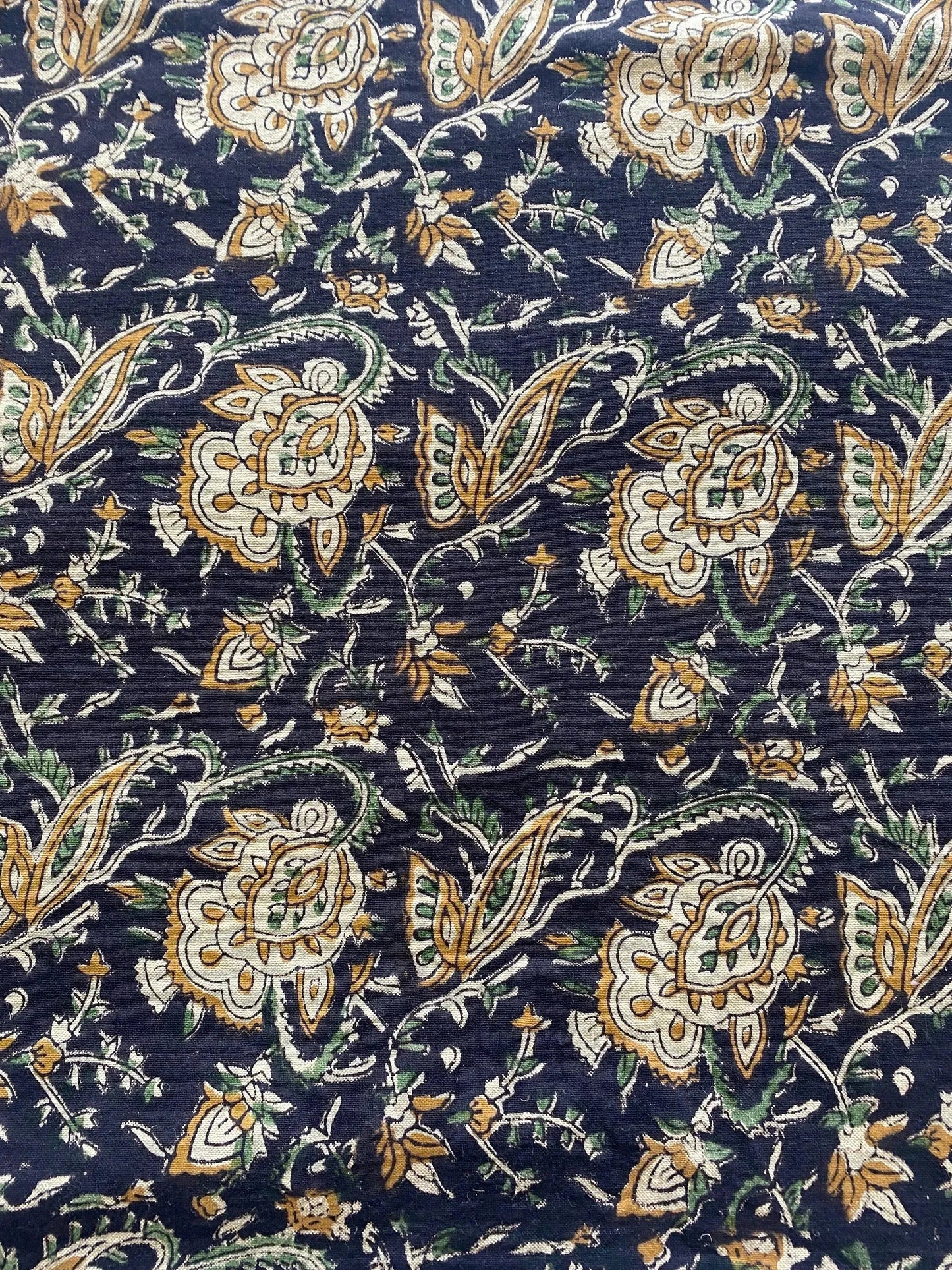 58" inches Indian Hand Block Print Fabric, Indian Linen Fabric, Block Print Fabric, Designer Floral Printing Fabric, Upholstery fabric, - Maple Village Lane