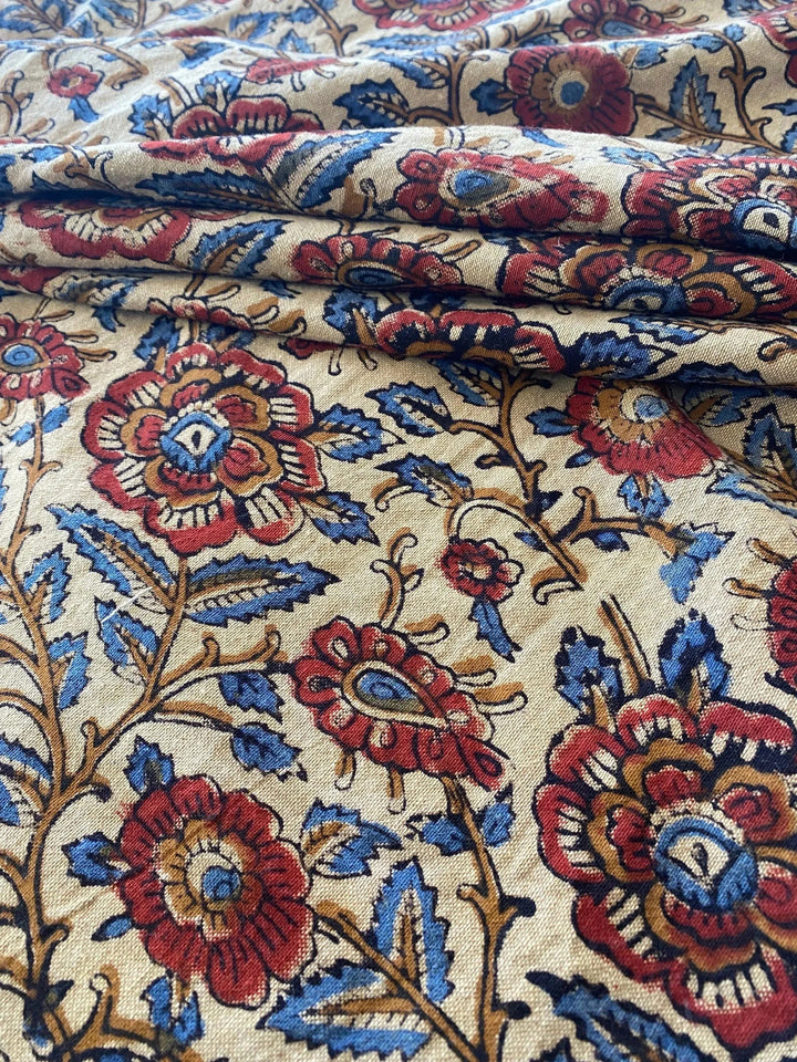 58" inches Indian Hand Block Print Fabric, Indian Linen Fabric, Block Print Fabric, Designer Floral Printing Fabric, Upholstery fabric, - Maple Village Lane