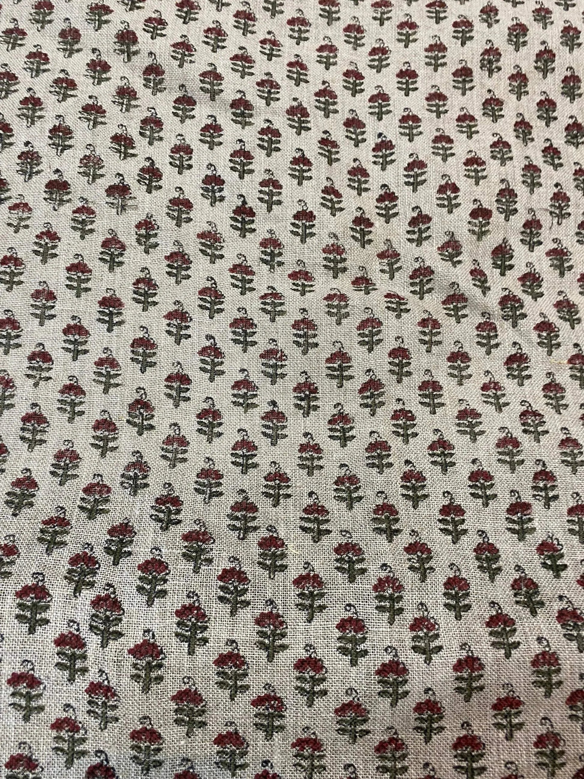 Vibby Hand Block Print Linen Upholstery Fabric - Maple Village Lane