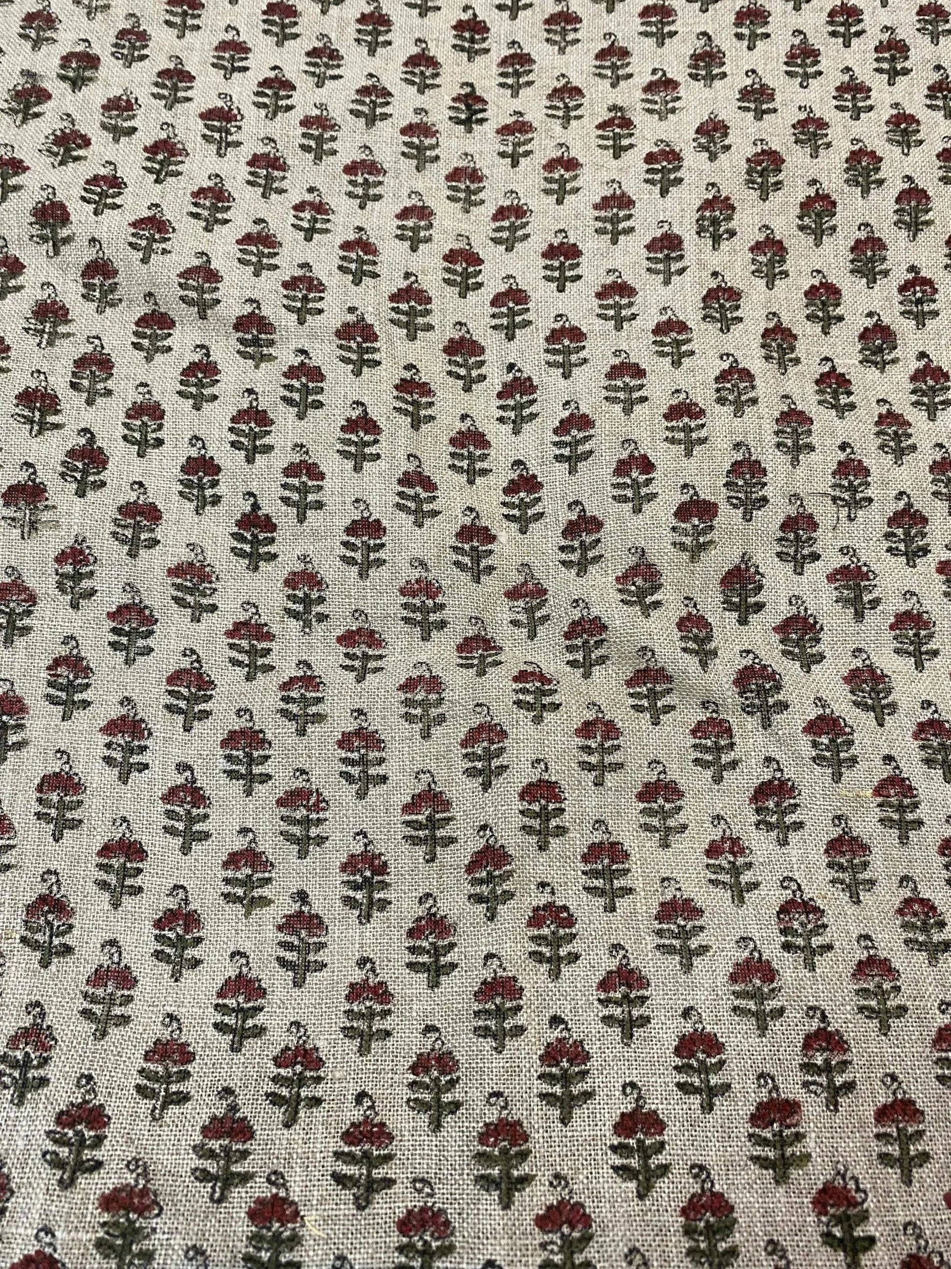 Vibby Hand Block Print Linen Upholstery Fabric - Maple Village Lane