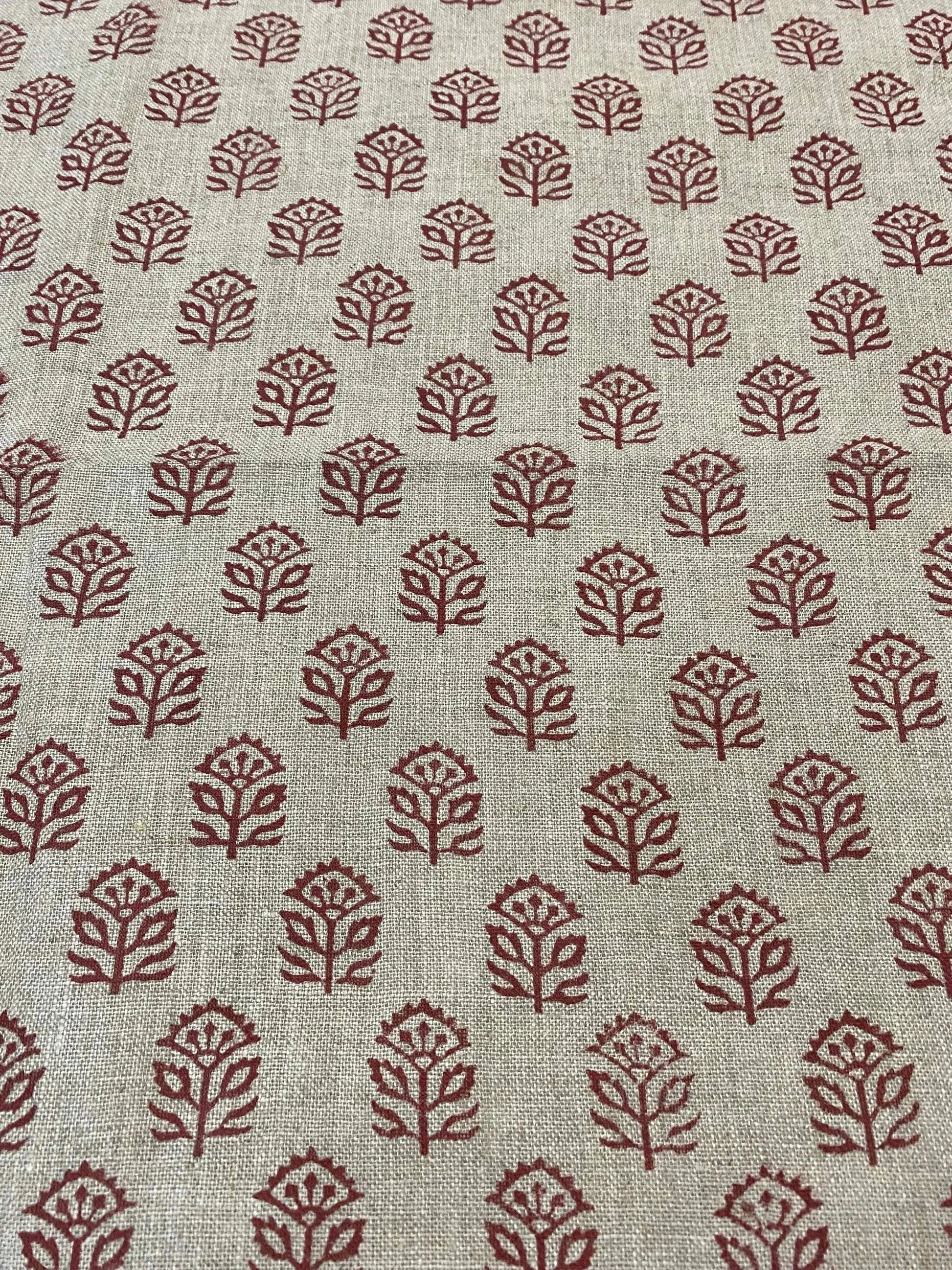 58" inches Indian Hand Block Print Fabric, Indian Linen Fabric, Block Print Fabric, Designer Floral Printing Fabric, Upholstery fabric, - Maple Village Lane