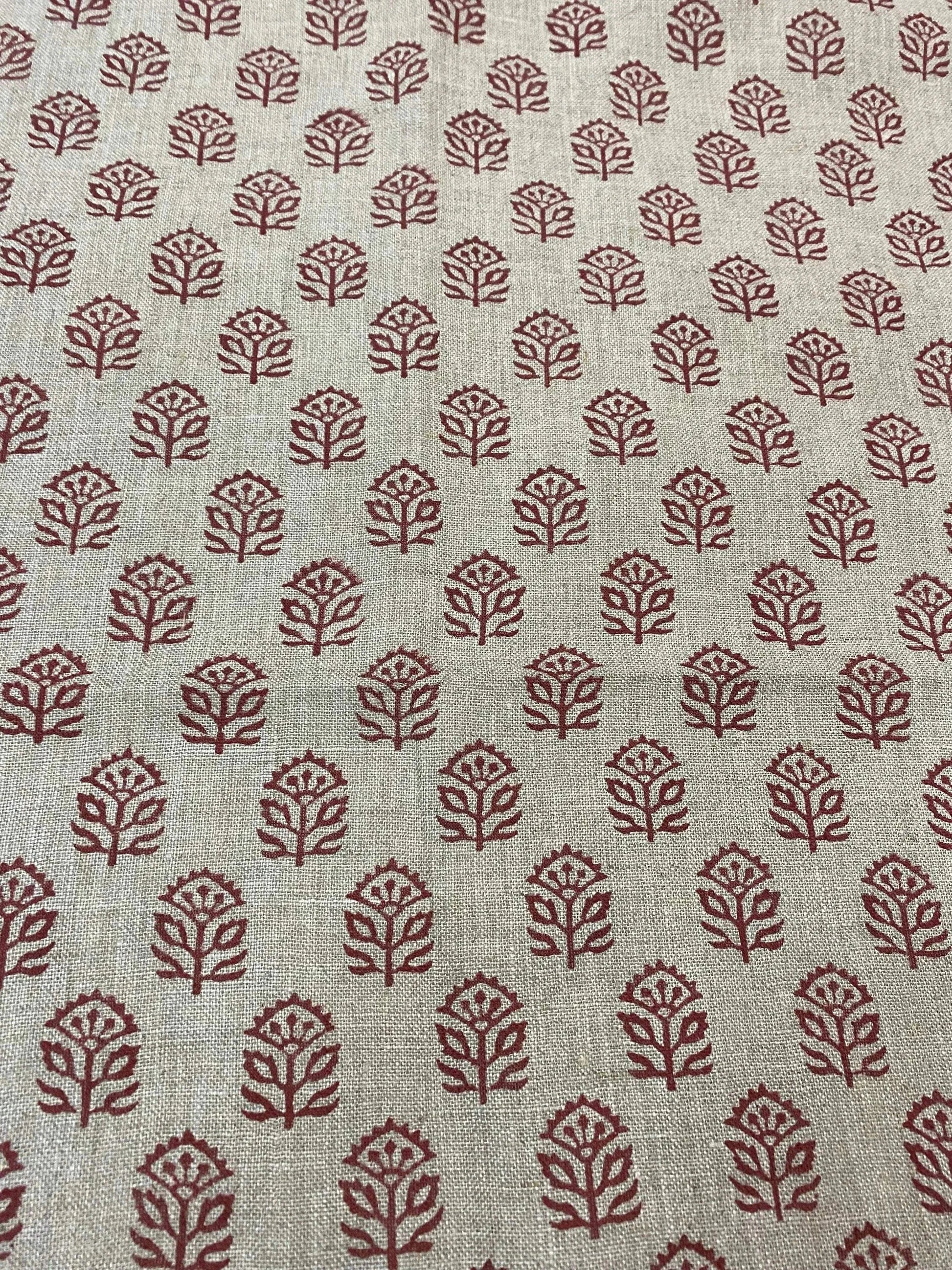 58" inches Indian Hand Block Print Fabric, Indian Linen Fabric, Block Print Fabric, Designer Floral Printing Fabric, Upholstery fabric, - Maple Village Lane