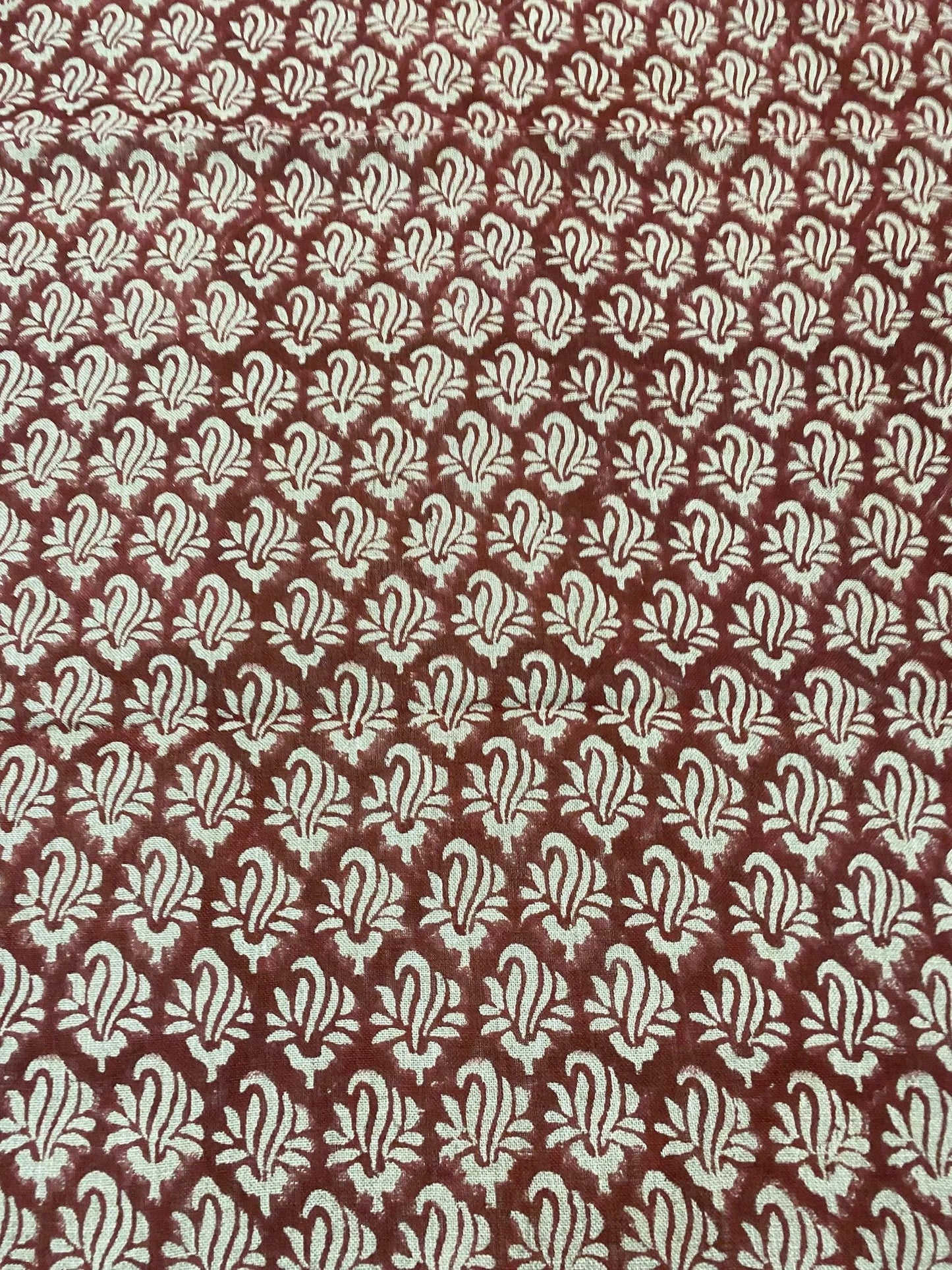 Roseline Hand Block Print Designer Floral Linen Fabric - Maple Village Lane