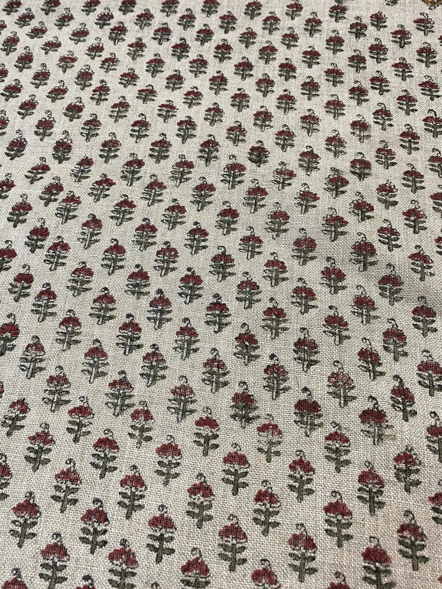 Vibby Hand Block Print Linen Upholstery Fabric - Maple Village Lane