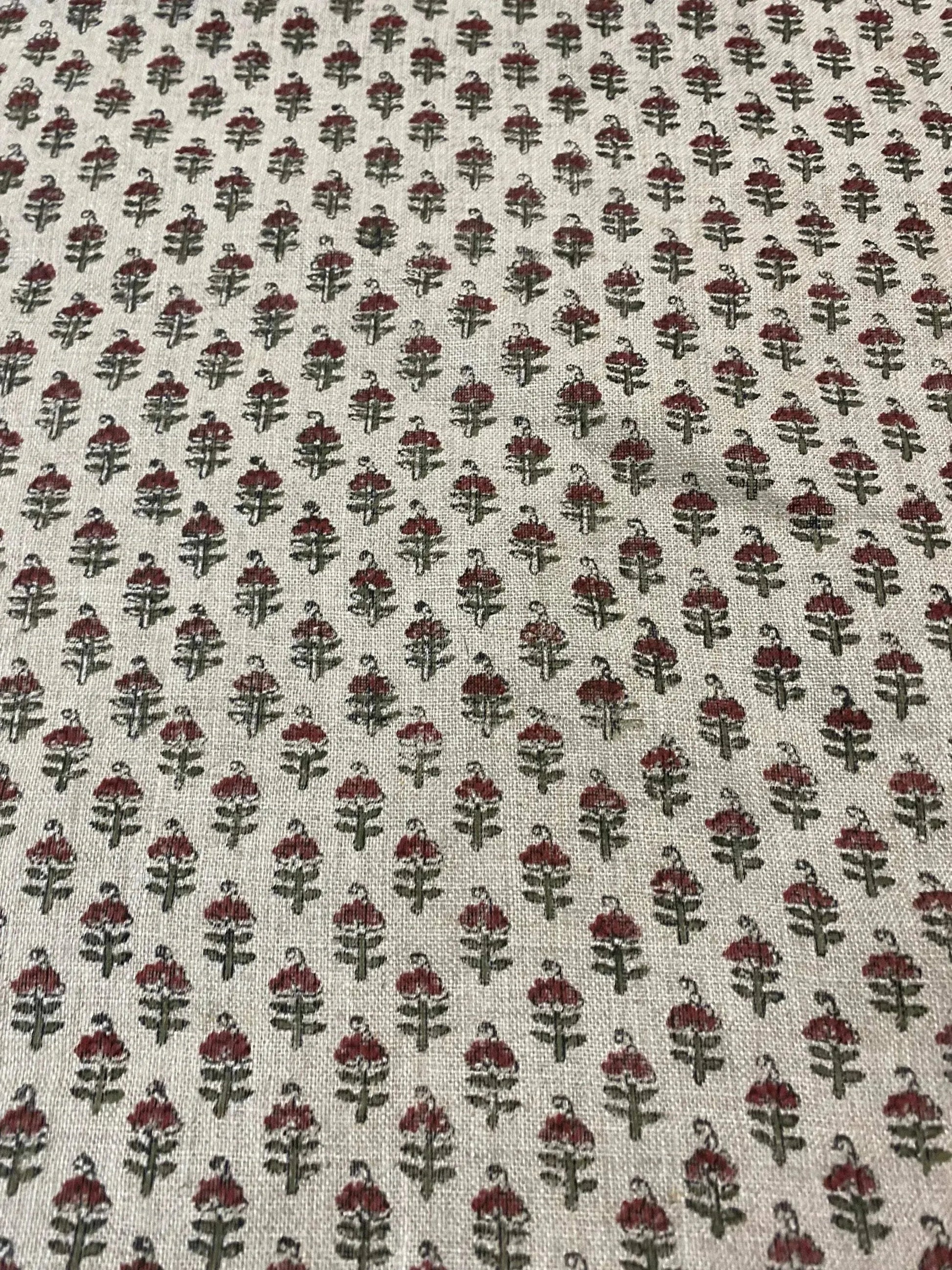 Vibby Hand Block Print Linen Upholstery Fabric - Maple Village Lane