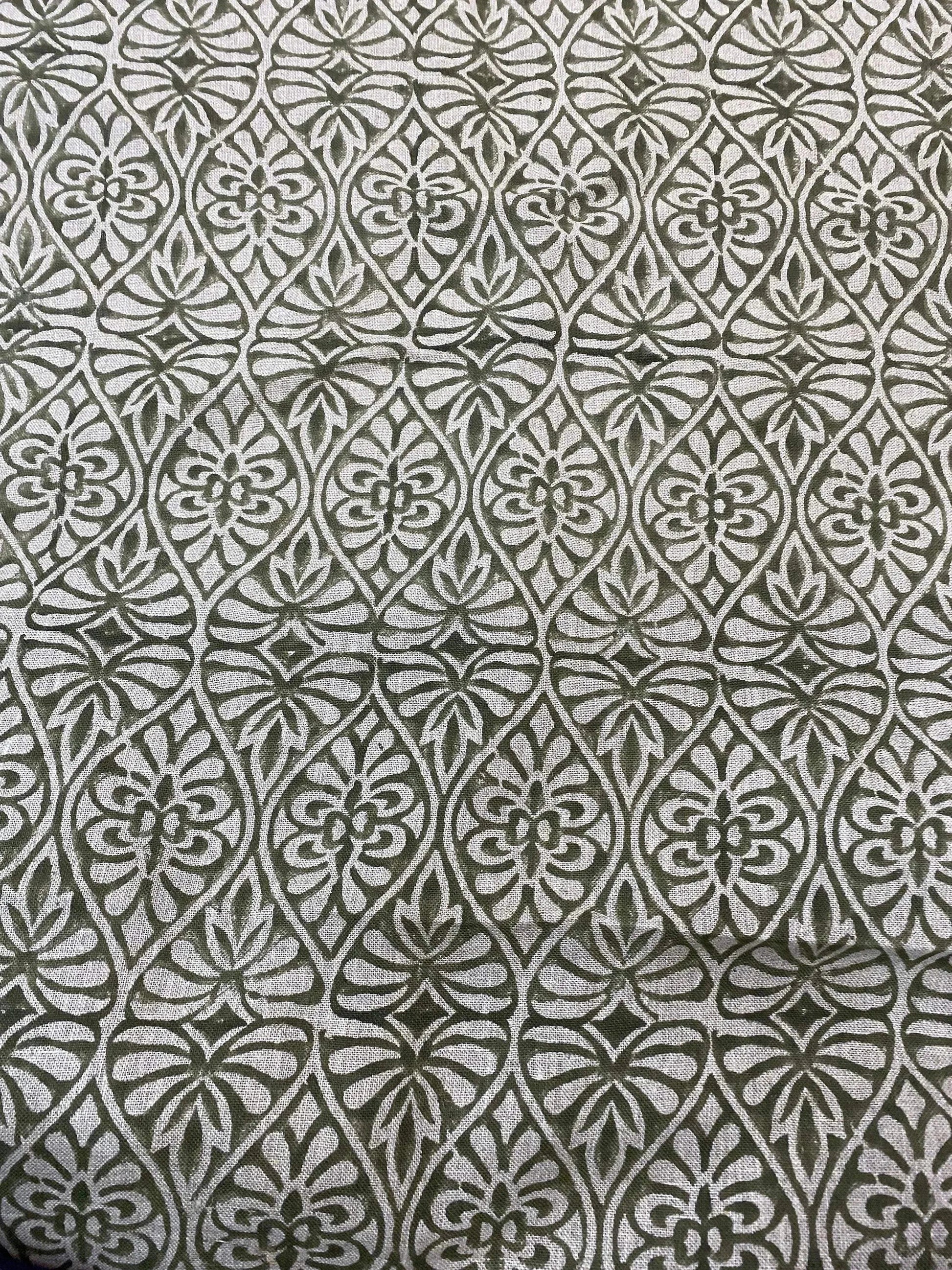58" inches Indian Hand Block Print Fabric, Indian Linen Fabric, Block Print Fabric, Designer Floral Printing Fabric, Upholstery fabric, - Maple Village Lane
