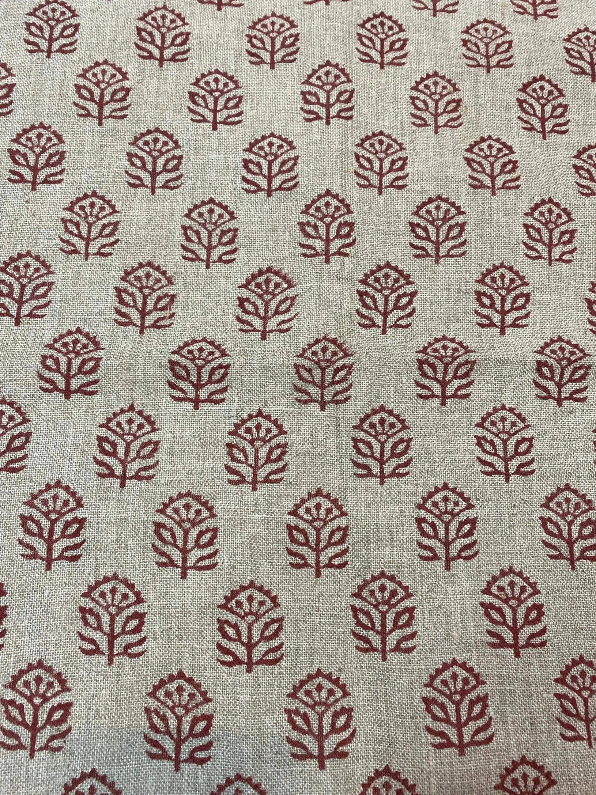 58" inches Indian Hand Block Print Fabric, Indian Linen Fabric, Block Print Fabric, Designer Floral Printing Fabric, Upholstery fabric, - Maple Village Lane