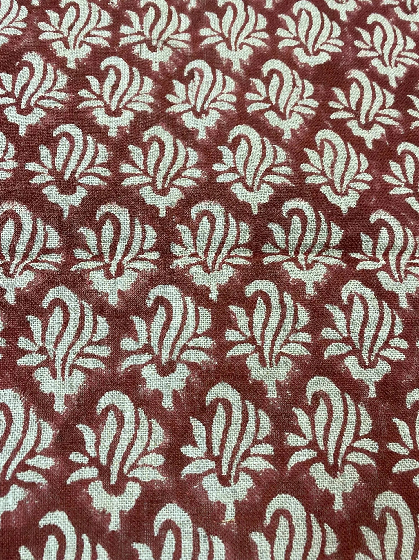 Roseline Hand Block Print Designer Floral Linen Fabric - Maple Village Lane
