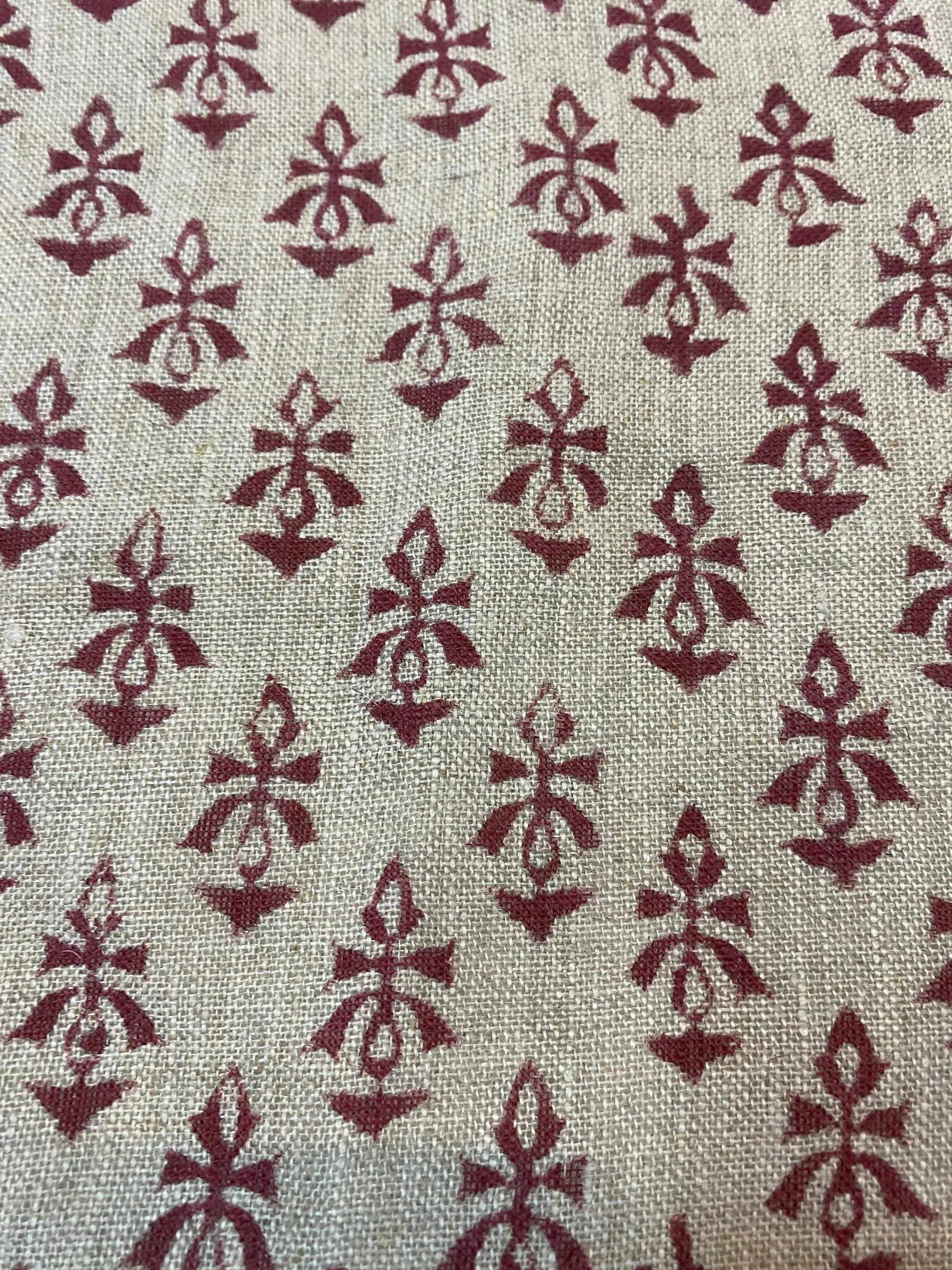 58" inches Indian Hand Block Print Fabric, Indian Linen Fabric, Block Print Fabric, Designer Floral Printing Fabric, Upholstery fabric, - Maple Village Lane