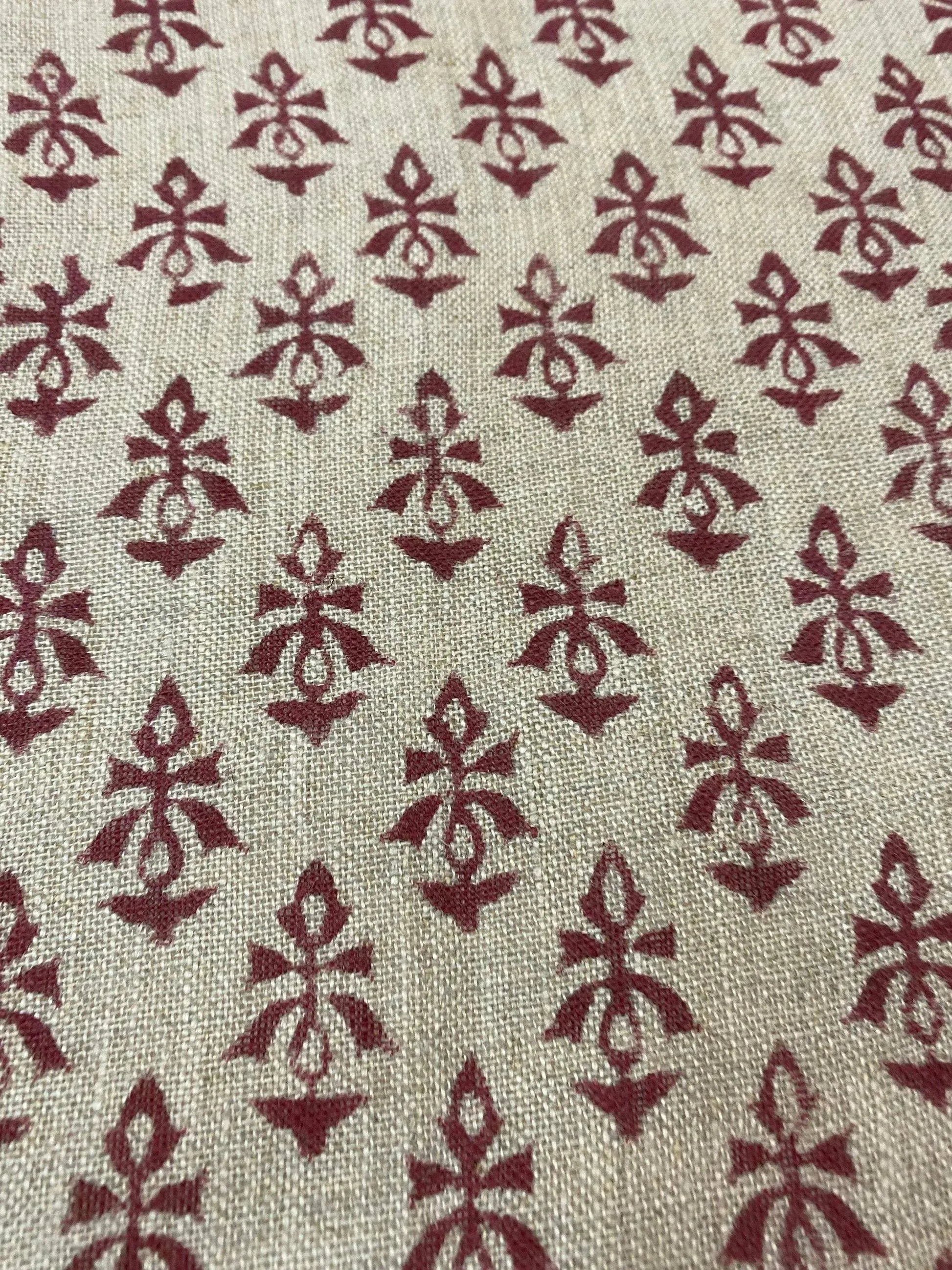 58" inches Indian Hand Block Print Fabric, Indian Linen Fabric, Block Print Fabric, Designer Floral Printing Fabric, Upholstery fabric, - Maple Village Lane