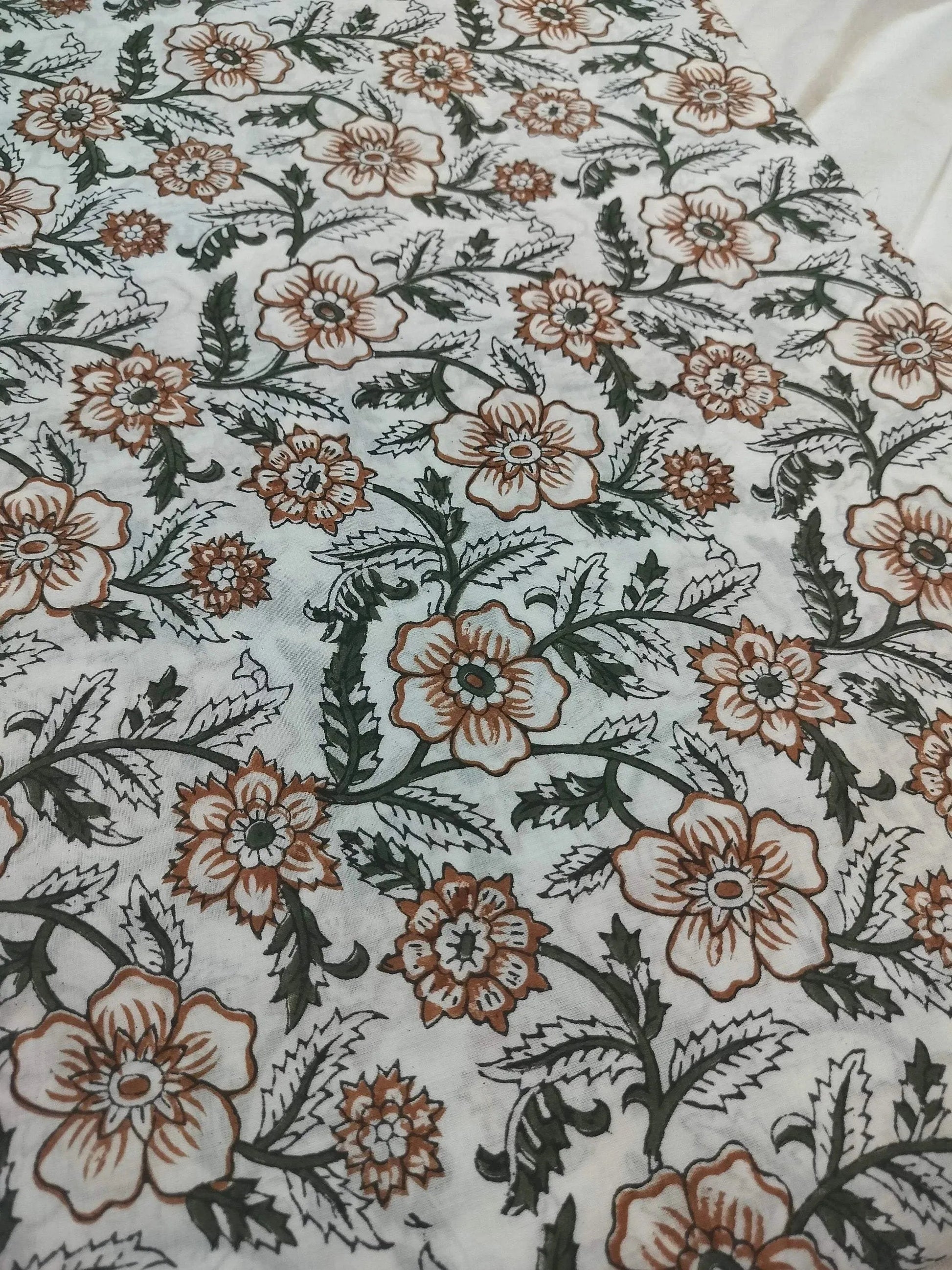 Beautiful Hand Block Printed Fabric, Cotton Fabric, Indian Fabric, fabric by yard, Block Printed Cotton womens clothing - Maple Village Lane
