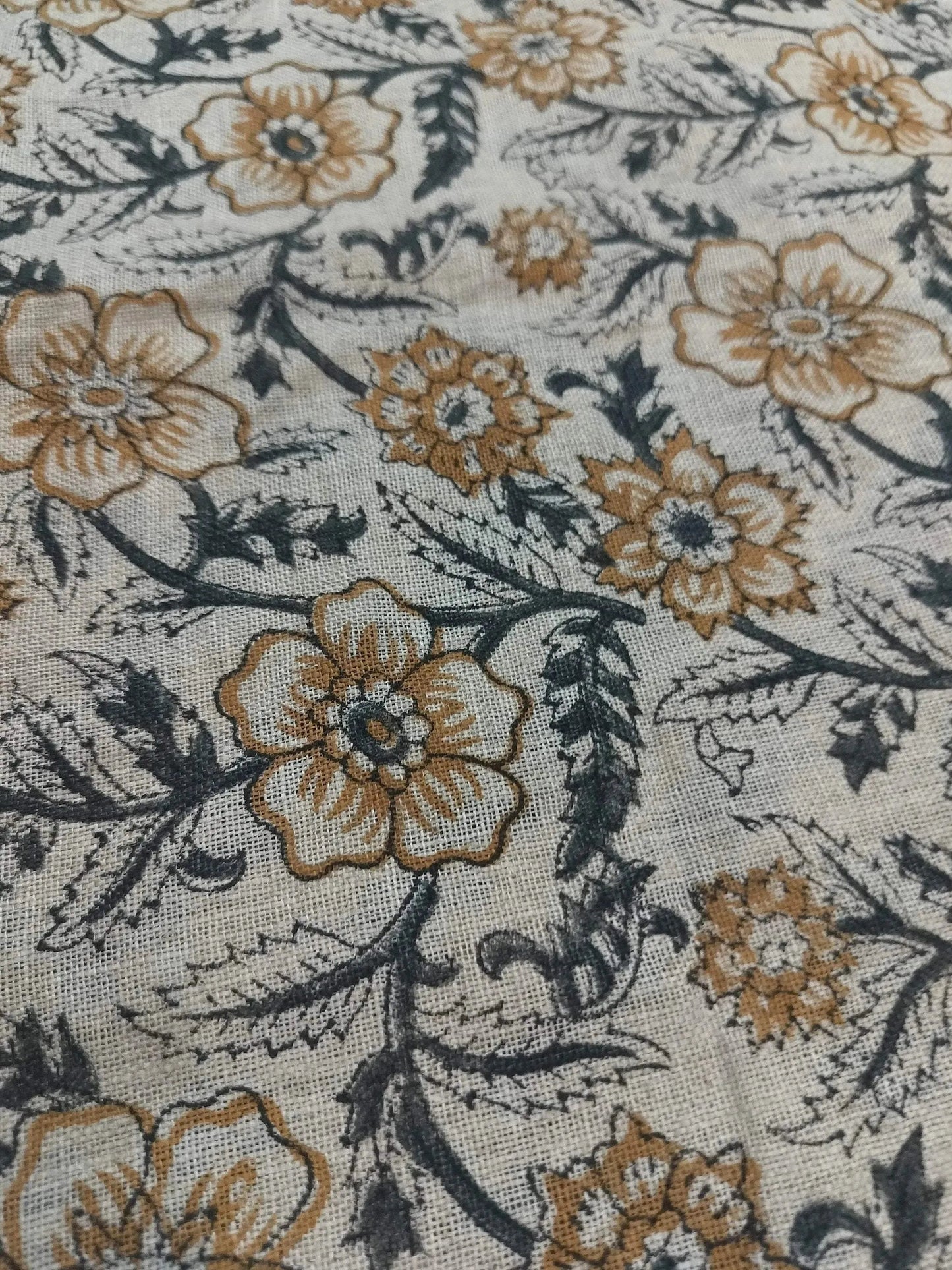 58" inches Indian Hand Block Print Fabric, Indian Linen Fabric, Block Print Fabric, Designer Floral Printing Fabric, Upholstery fabric, - Maple Village Lane