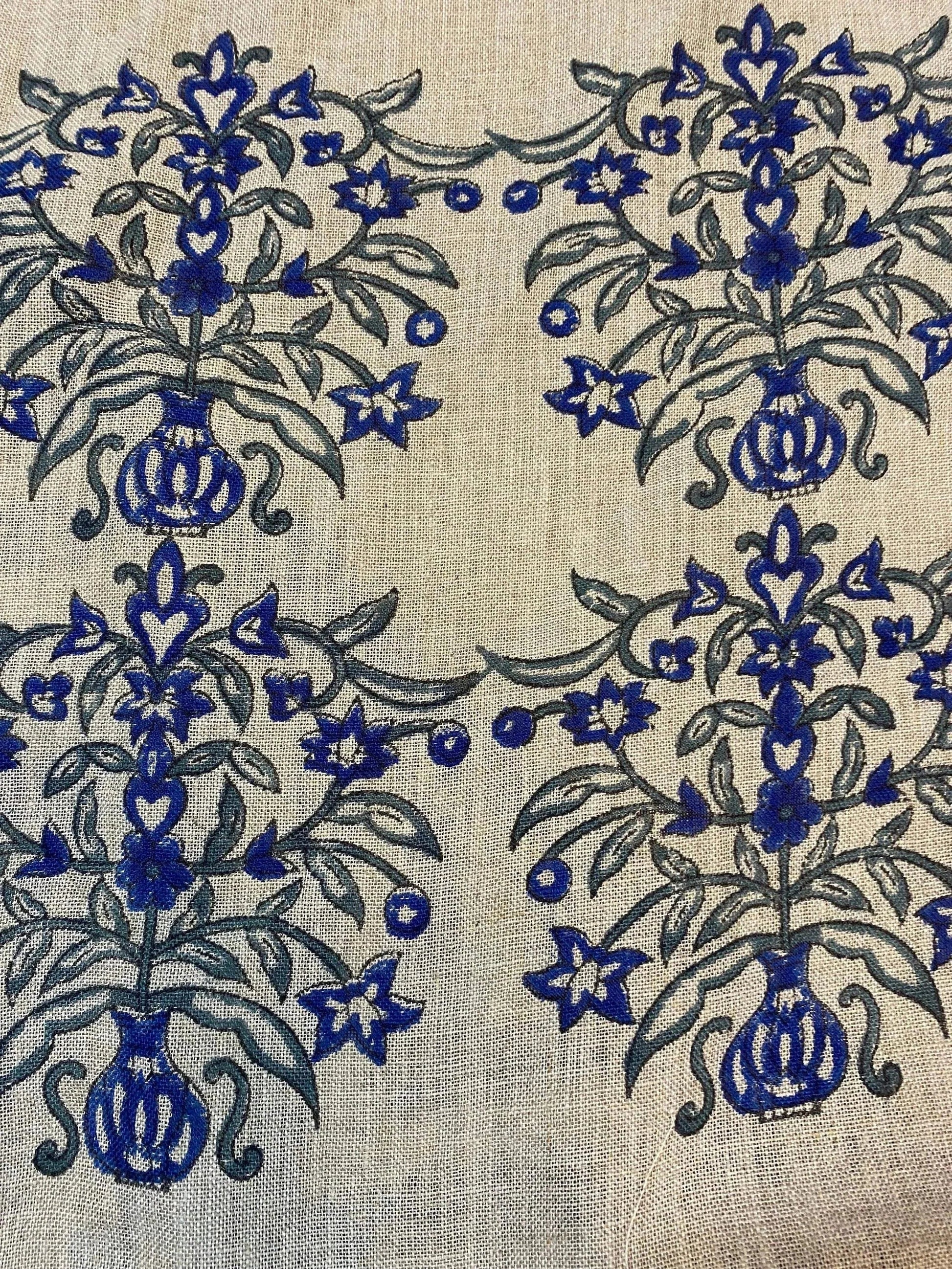 Linen fabric, Fabric by yard, Hand printed fabric, Block Print Fabric, Indian Fabric