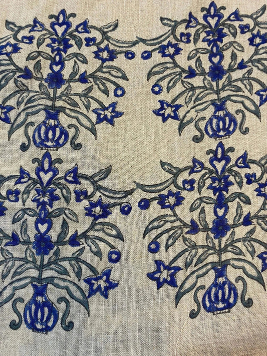 Linen fabric, Fabric by yard, Hand printed fabric, Block Print Fabric, Indian Fabric