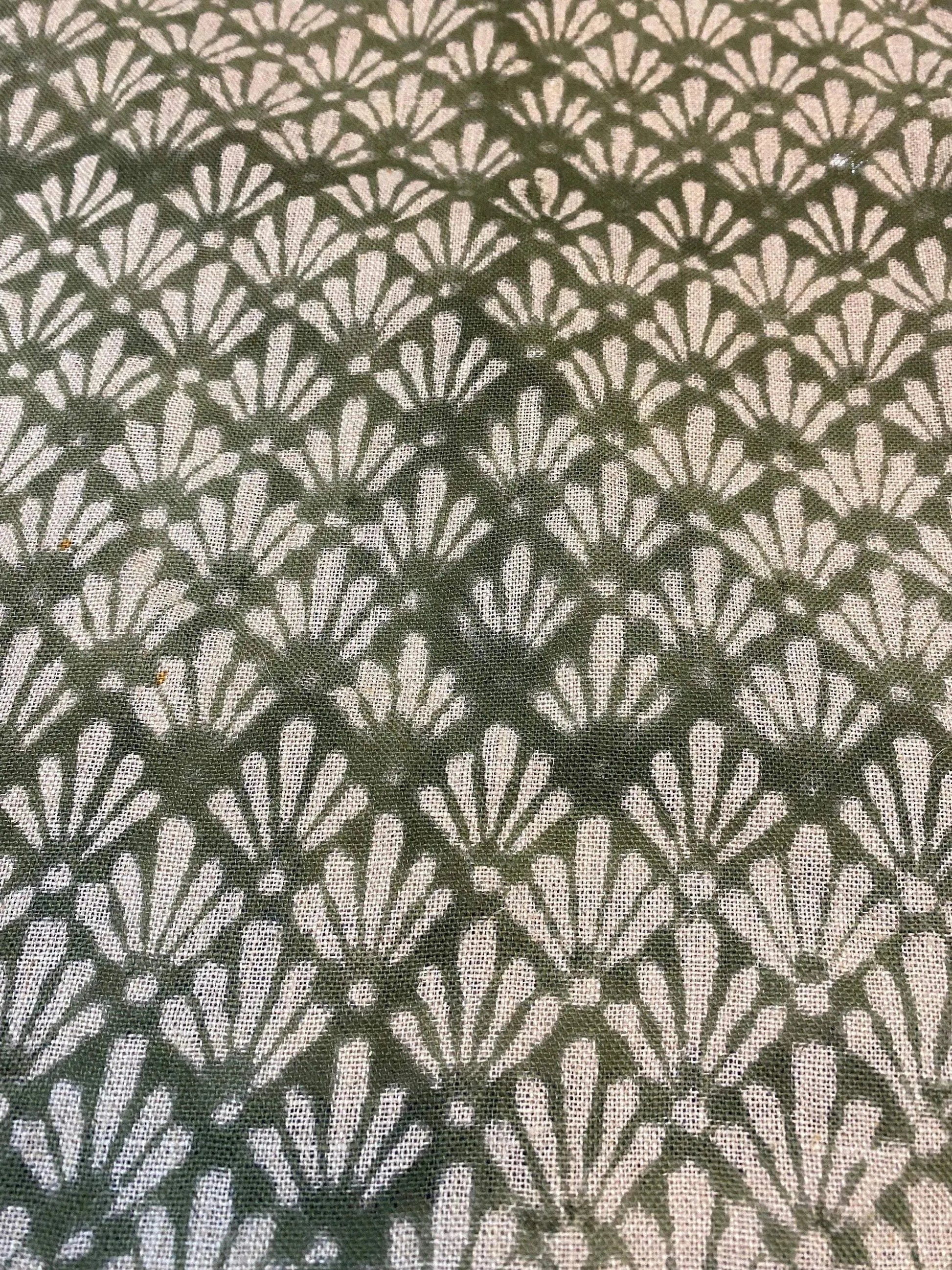 58" inches Indian Hand Block Print Fabric, Indian Linen Fabric, Block Print Fabric, Designer Floral Printing Fabric, Upholstery fabric, - Maple Village Lane