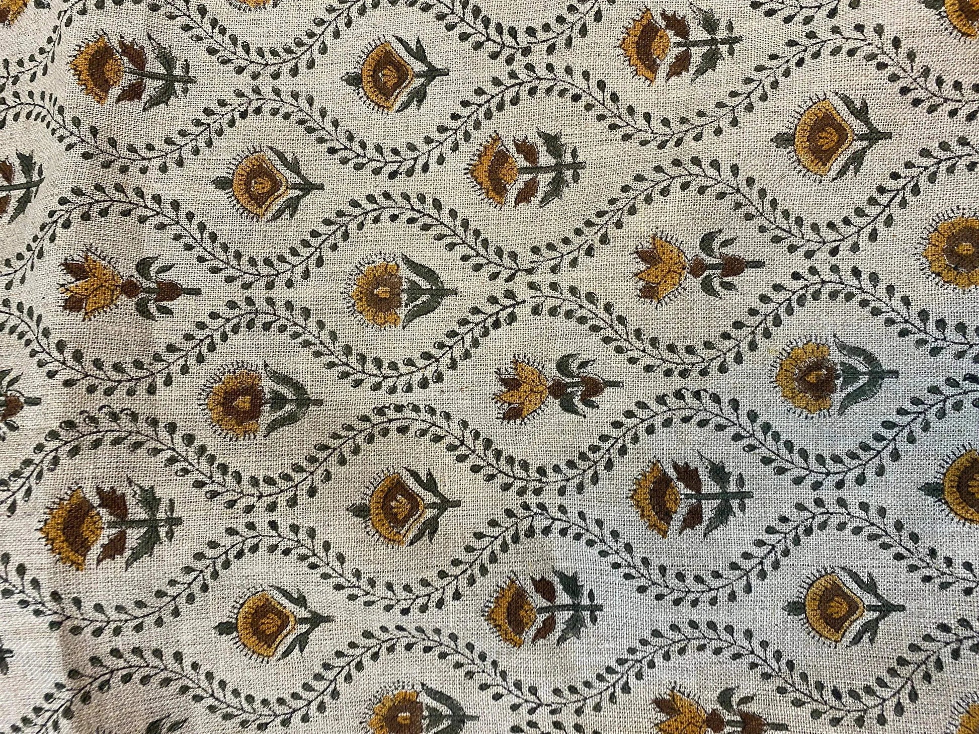 58" inches Indian Hand Block Print Fabric, Indian Linen Fabric, Block Print Fabric, Designer Floral Printing Fabric, Upholstery fabric, - Maple Village Lane