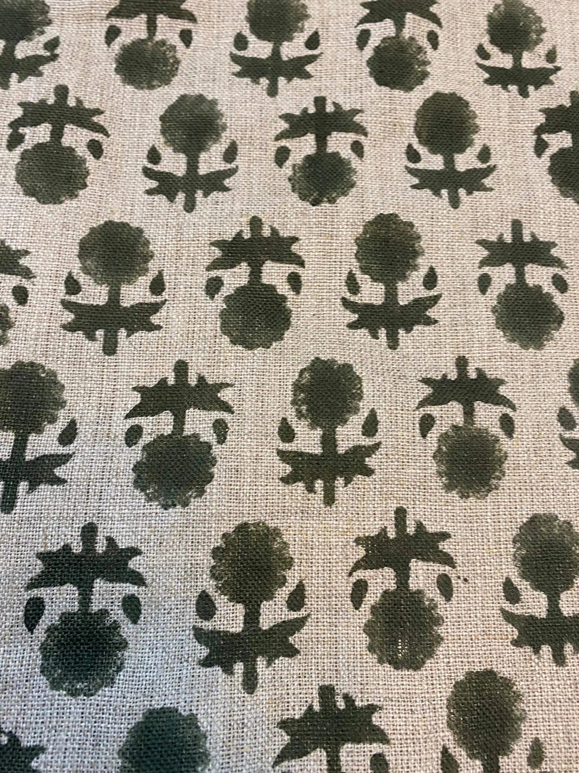 58" inches Indian Hand Block Print Fabric, Indian Linen Fabric, Block Print Fabric, Designer Floral Printing Fabric, Upholstery fabric, - Maple Village Lane