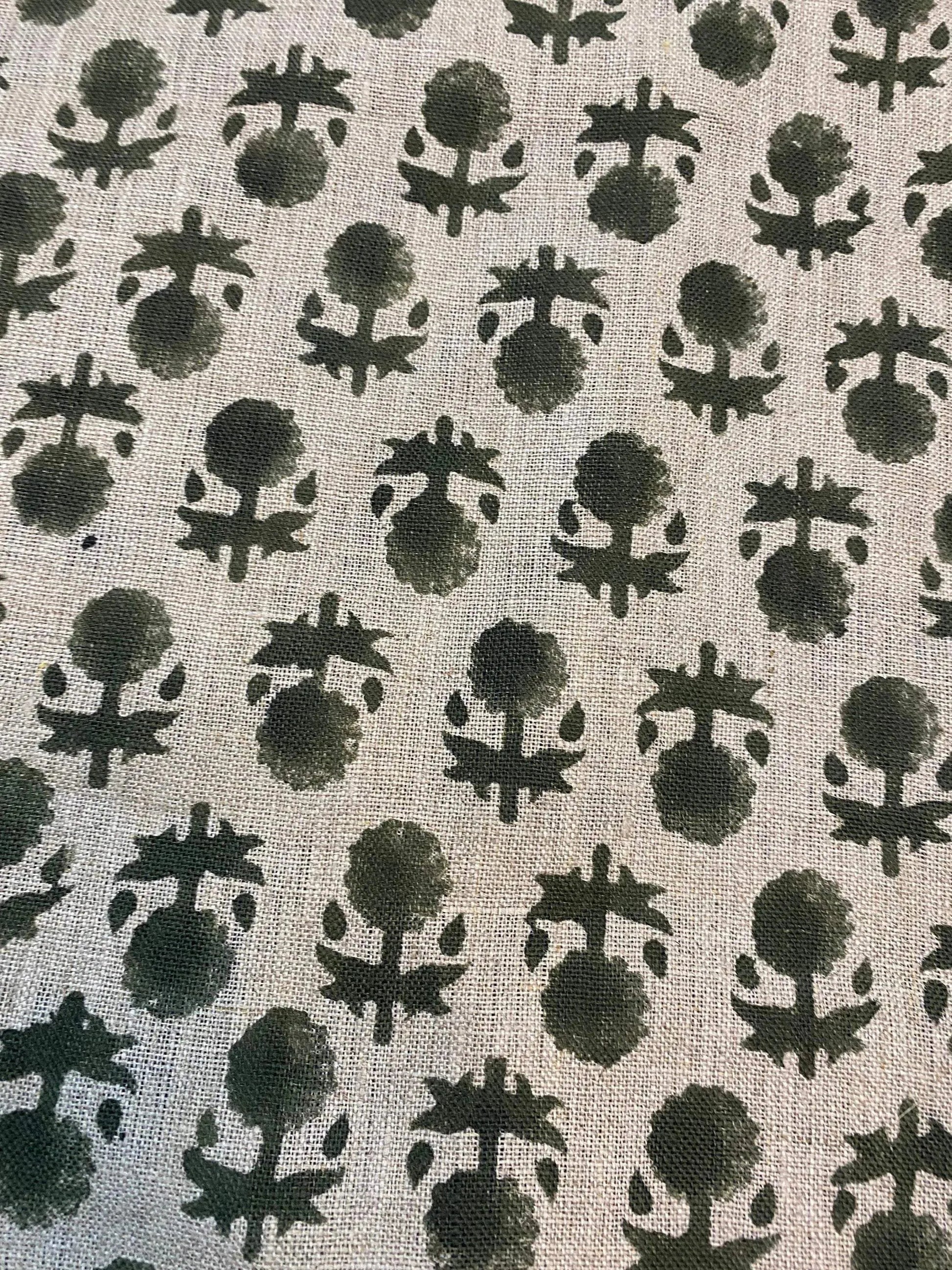 58" inches Indian Hand Block Print Fabric, Indian Linen Fabric, Block Print Fabric, Designer Floral Printing Fabric, Upholstery fabric, - Maple Village Lane