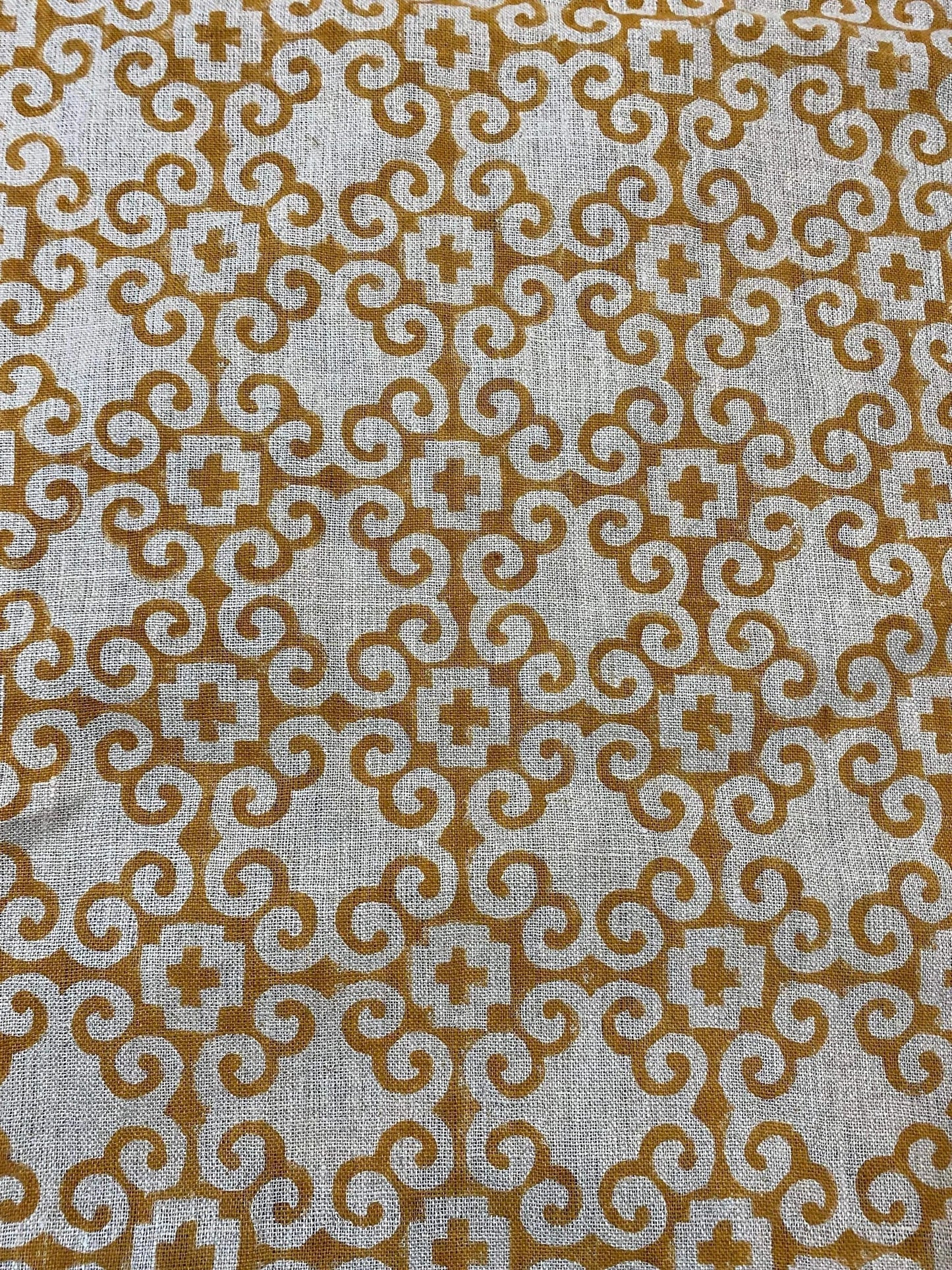 58" inches Hand Block Printed Linen Fabric , Home Decor Best Linen Fabric for decor, pillows ,upholstery, curtain - Maple Village Lane