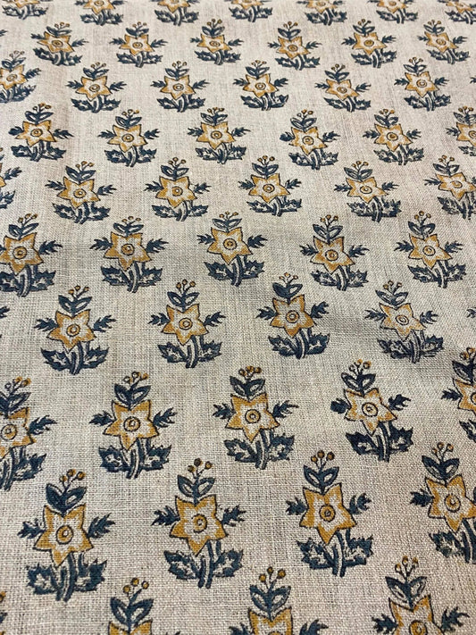 Linen fabric, Fabric by yard, Hand printed fabric, Block Print Fabric, Indian Fabric
