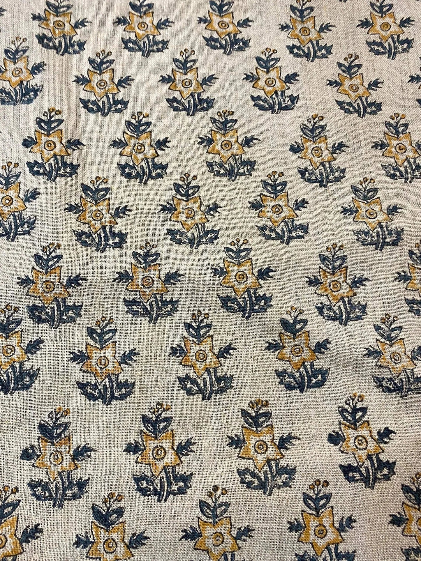 58" inches Hand Block Printed Linen Fabric , Home Decor Best Linen Fabric for decor, pillows ,upholstery, curtain - Maple Village Lane