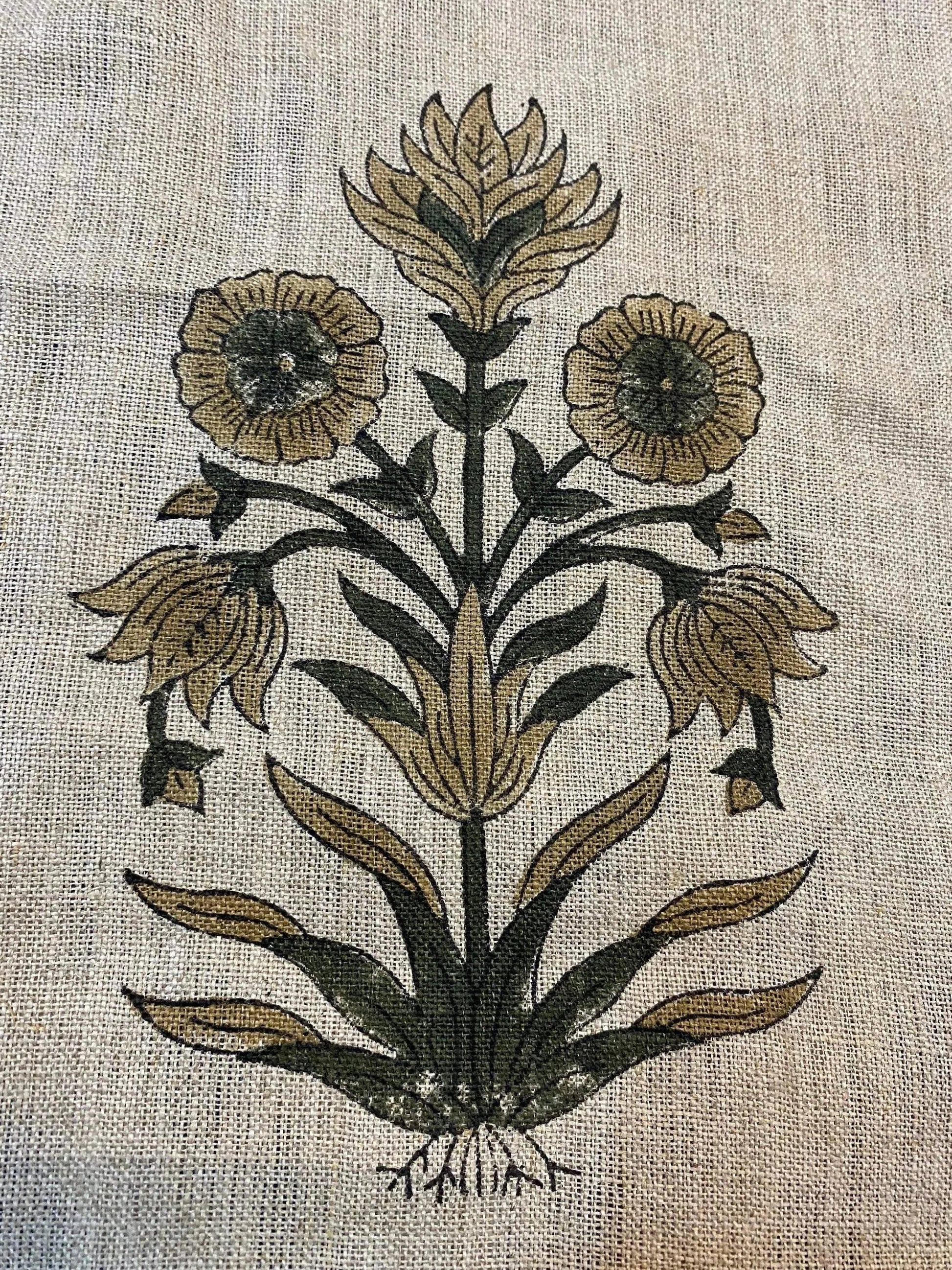 Linen fabric, Fabric by yard, Hand printed fabric, Block Print Fabric, Indian Fabric