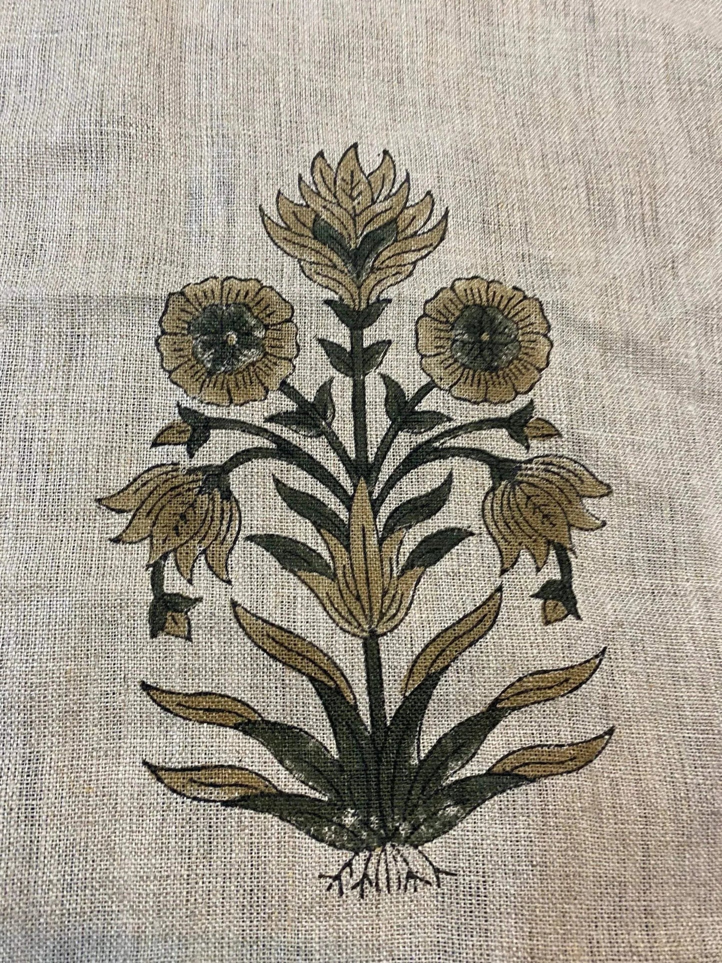 58" inches Hand Block Printed Linen Fabric , Home Decor Best Linen Fabric for decor, pillows ,upholstery, curtain - Maple Village Lane