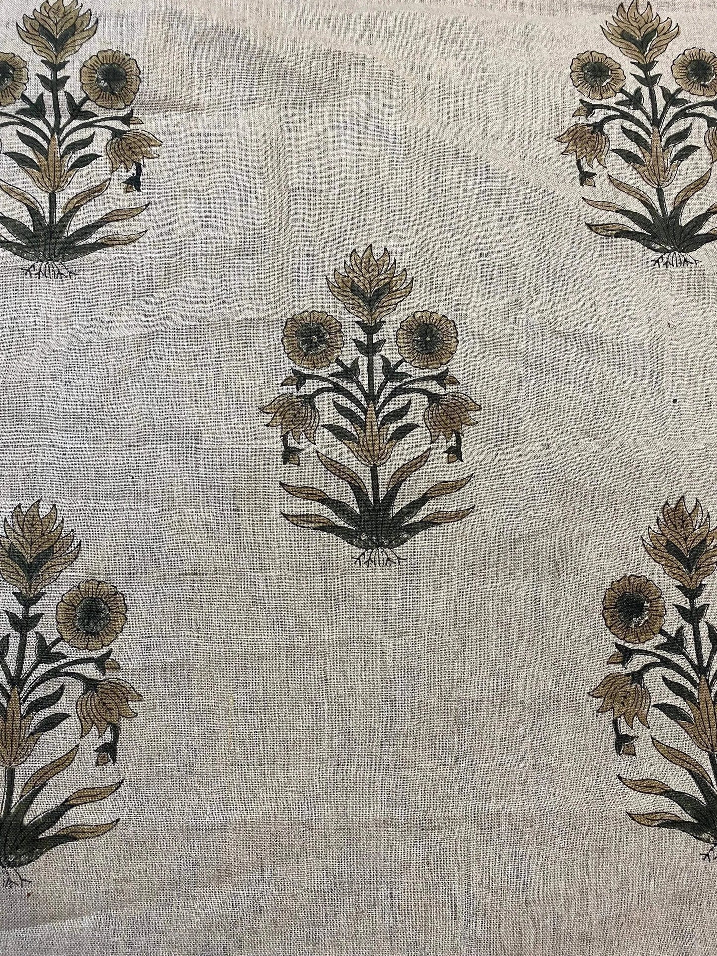 58" inches Hand Block Printed Linen Fabric , Home Decor Best Linen Fabric for decor, pillows ,upholstery, curtain - Maple Village Lane