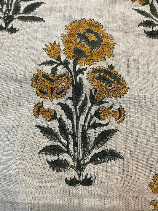 Linen fabric, Fabric by yard, Hand printed fabric, Block Print Fabric, Indian Fabric