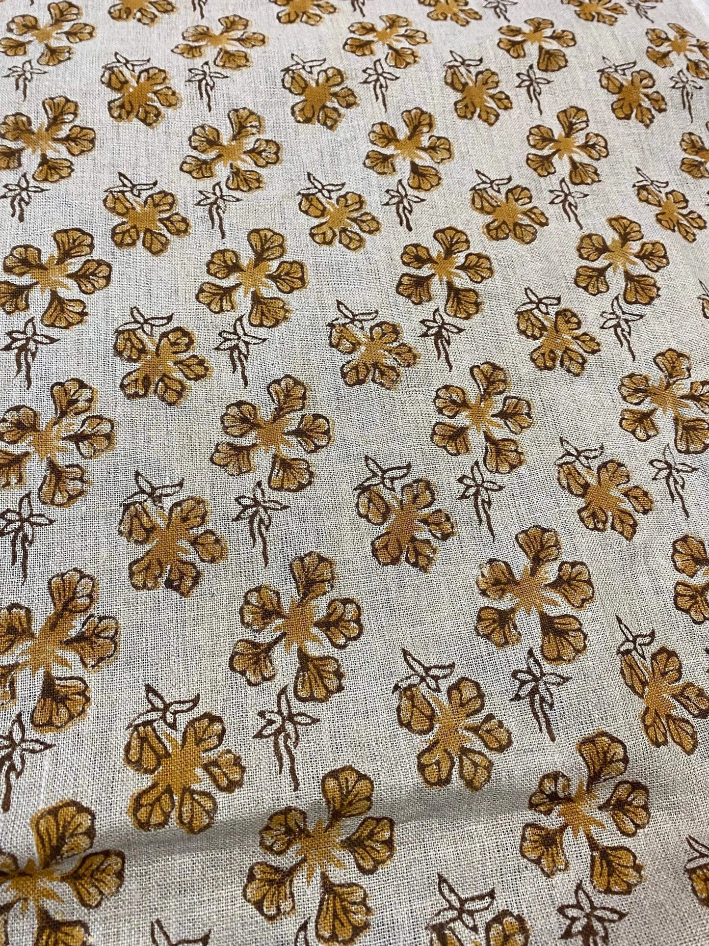 58" inches Hand Block Printed Linen Fabric , Home Decor Best Linen Fabric for decor, pillows ,upholstery, curtain - Maple Village Lane