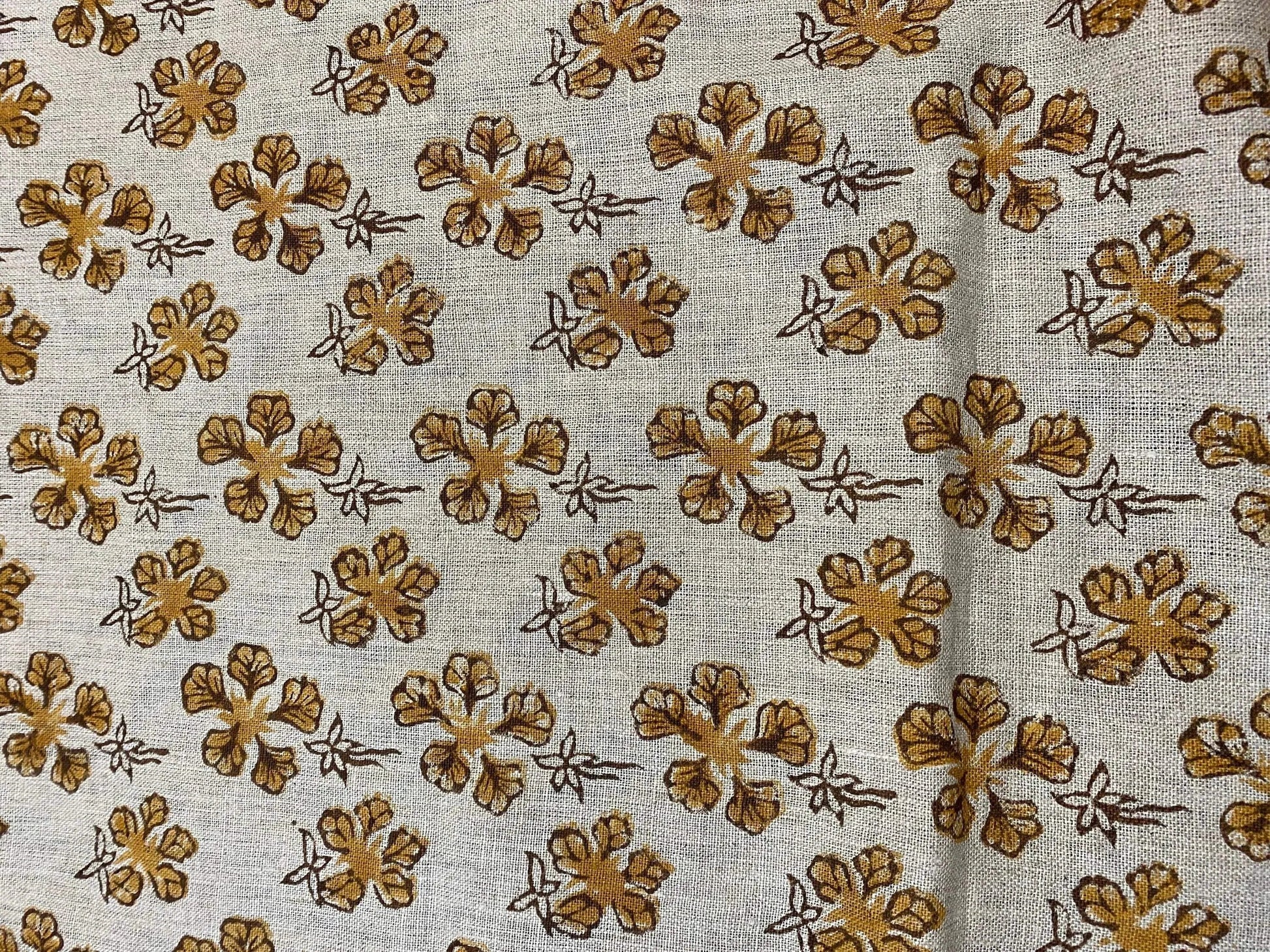 58" inches Hand Block Printed Linen Fabric , Home Decor Best Linen Fabric for decor, pillows ,upholstery, curtain - Maple Village Lane