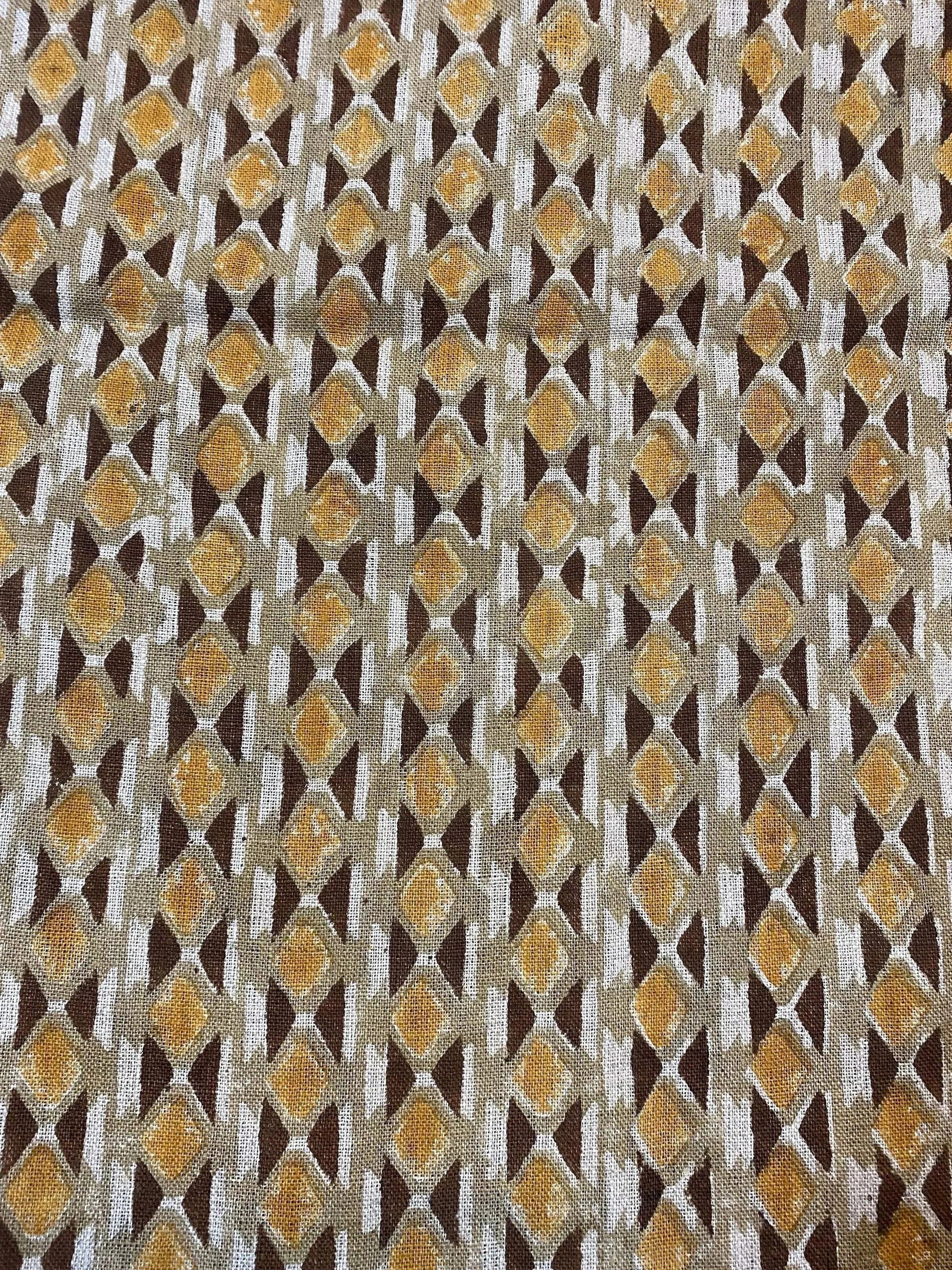 58" inches Hand Block Printed Linen Fabric , Home Decor Best Linen Fabric for decor, pillows ,upholstery, curtain - Maple Village Lane