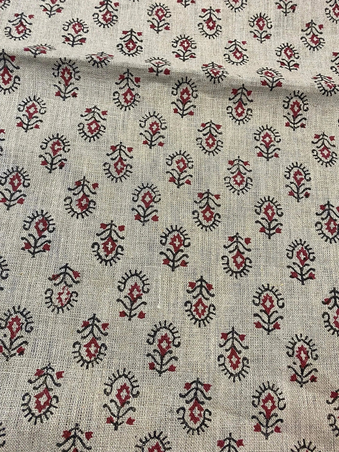 58" inches Hand Block Printed Linen Fabric , Home Decor Best Linen Fabric for decor, pillows ,upholstery, curtain - Maple Village Lane