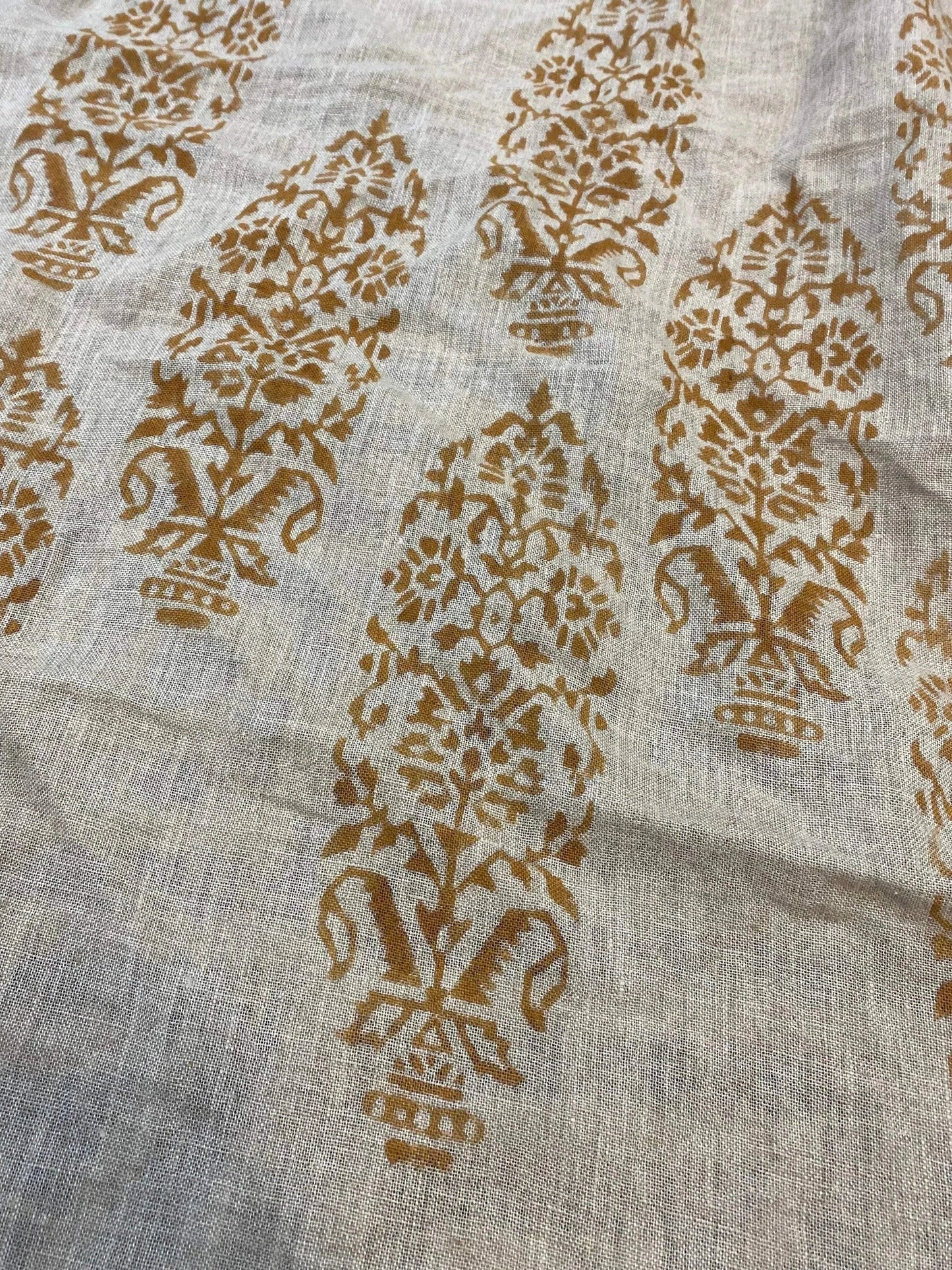 58" inches Indian Hand Block Print Fabric, Indian Linen Fabric, Block Print Fabric, Designer Floral Printing Fabric, Upholstery fabric, - Maple Village Lane