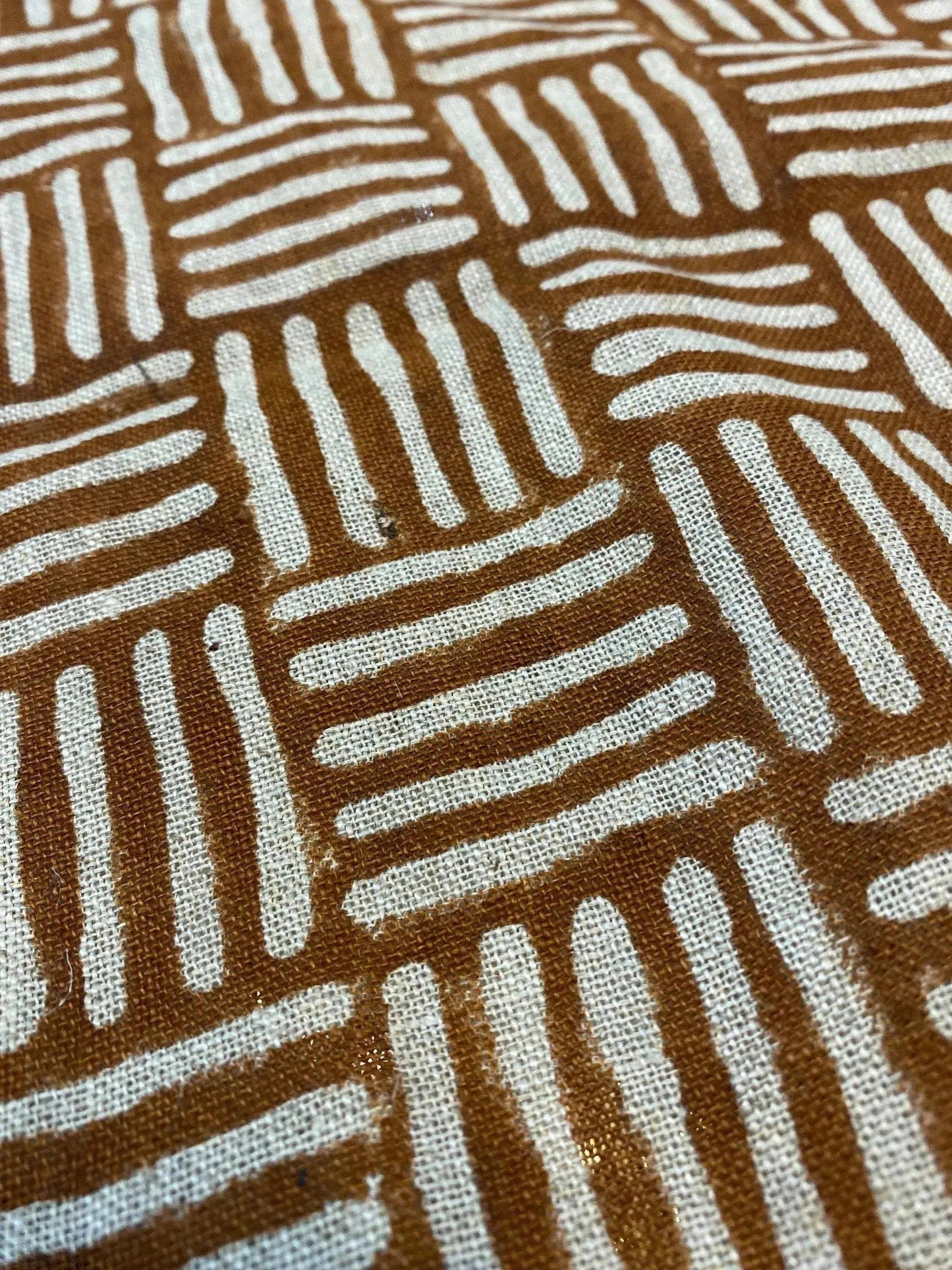 Eva Designer Hand Block Print Linen Fabric For Upholstery - Maple Village Lane