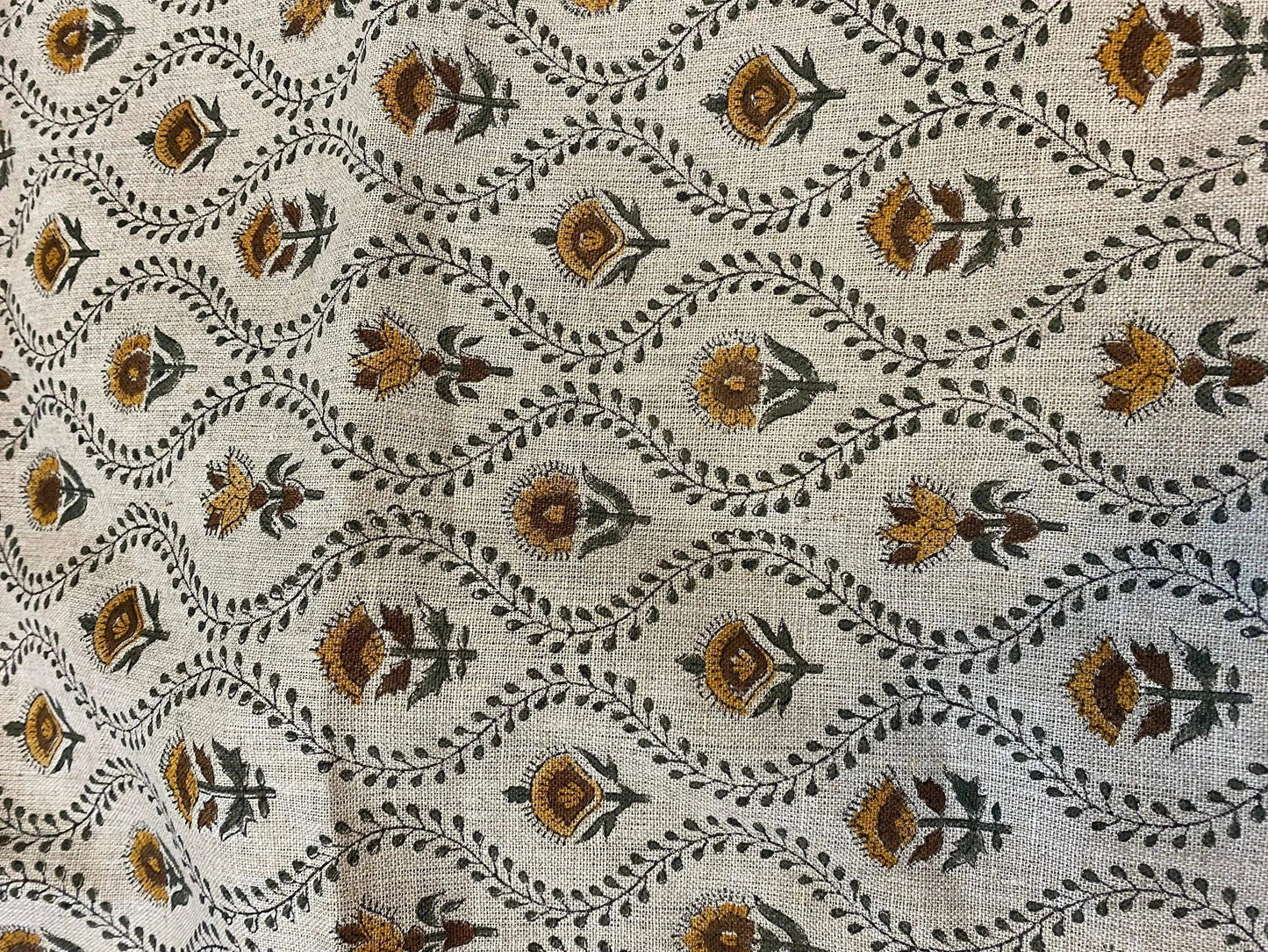 58" inches Indian Hand Block Print Fabric, Indian Linen Fabric, Block Print Fabric, Designer Floral Printing Fabric, Upholstery fabric, - Maple Village Lane