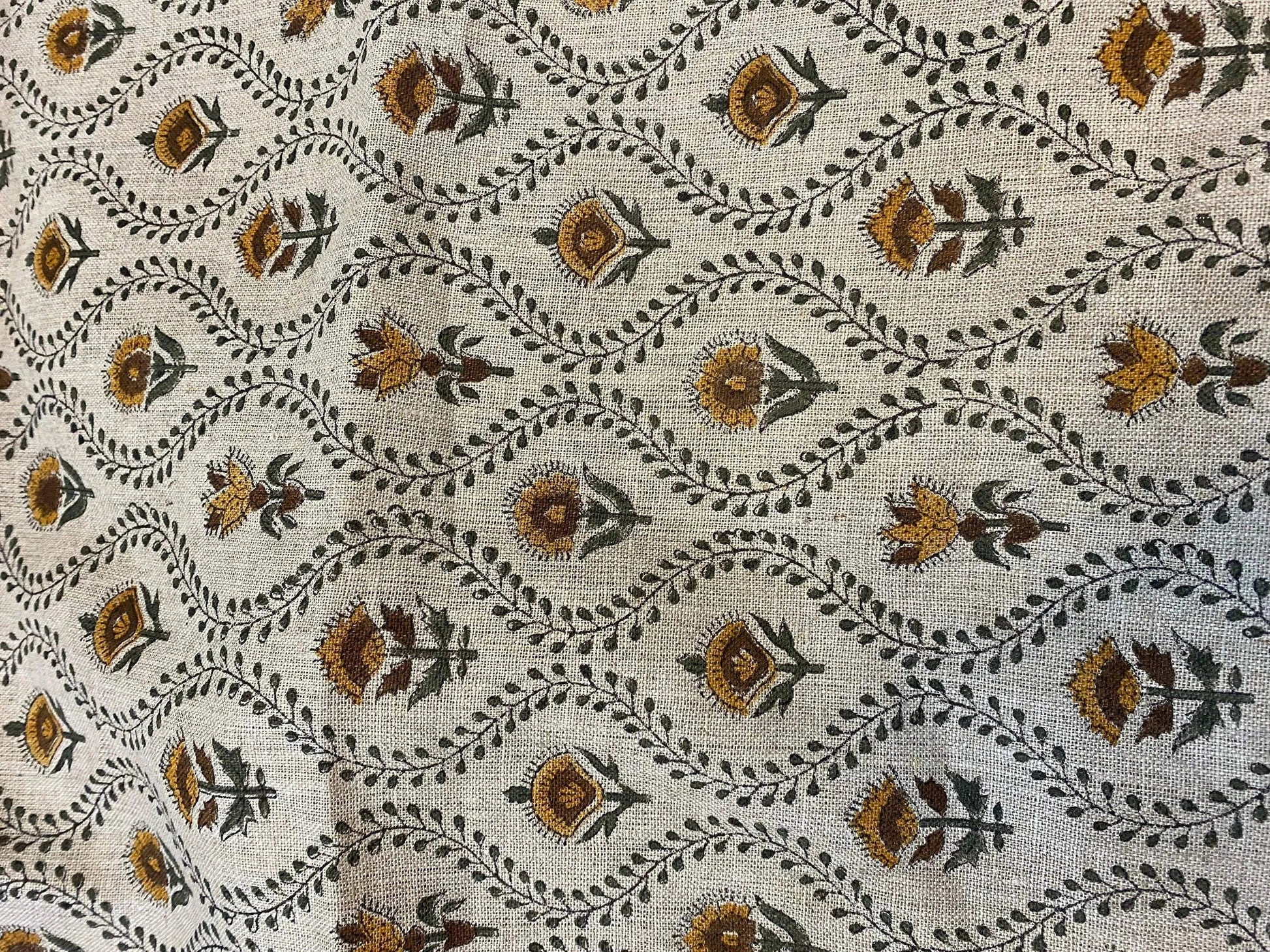 58" inches Indian Hand Block Print Fabric, Indian Linen Fabric, Block Print Fabric, Designer Floral Printing Fabric, Upholstery fabric, - Maple Village Lane