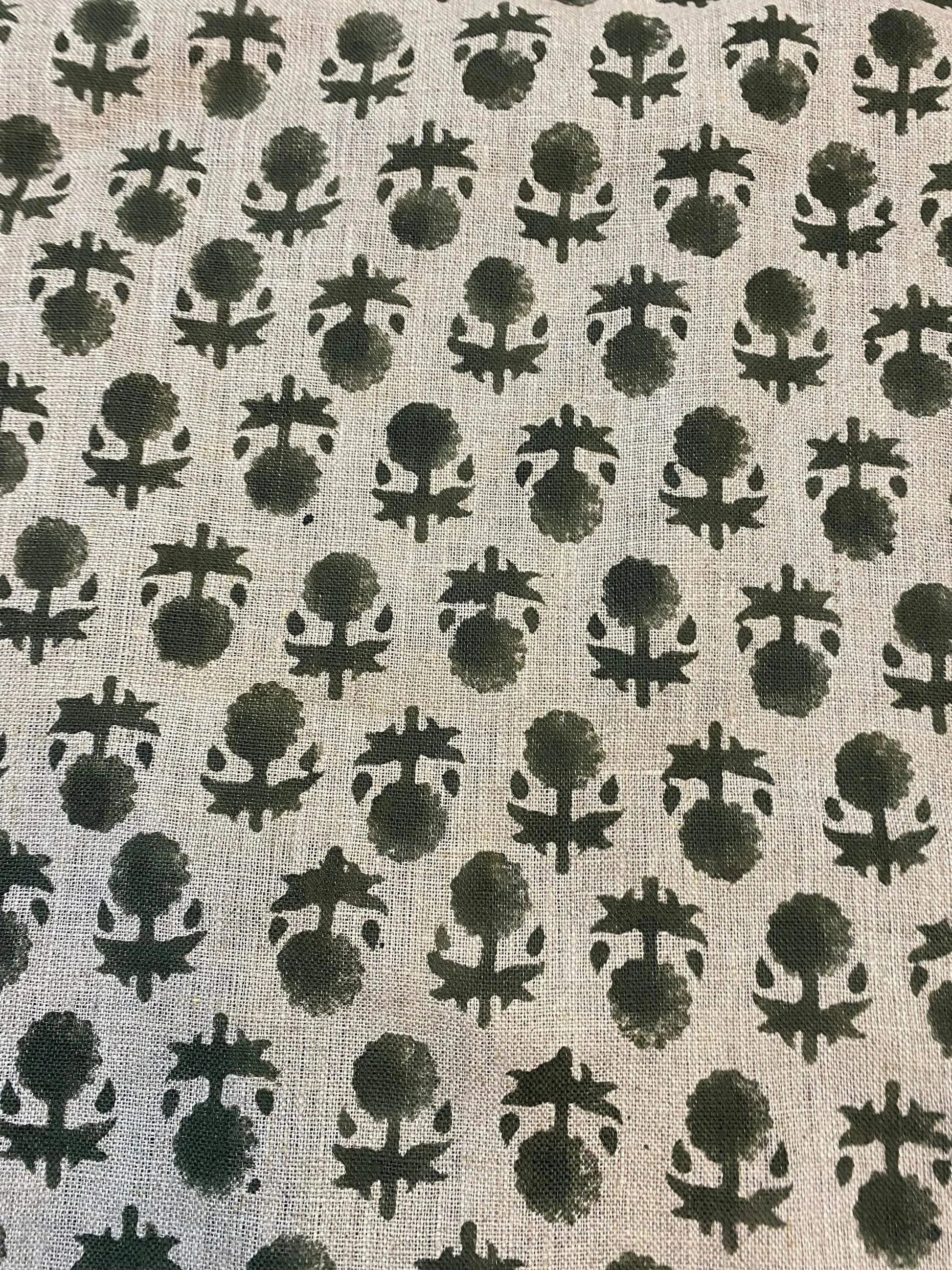 58" inches Indian Hand Block Print Fabric, Indian Linen Fabric, Block Print Fabric, Designer Floral Printing Fabric, Upholstery fabric, - Maple Village Lane