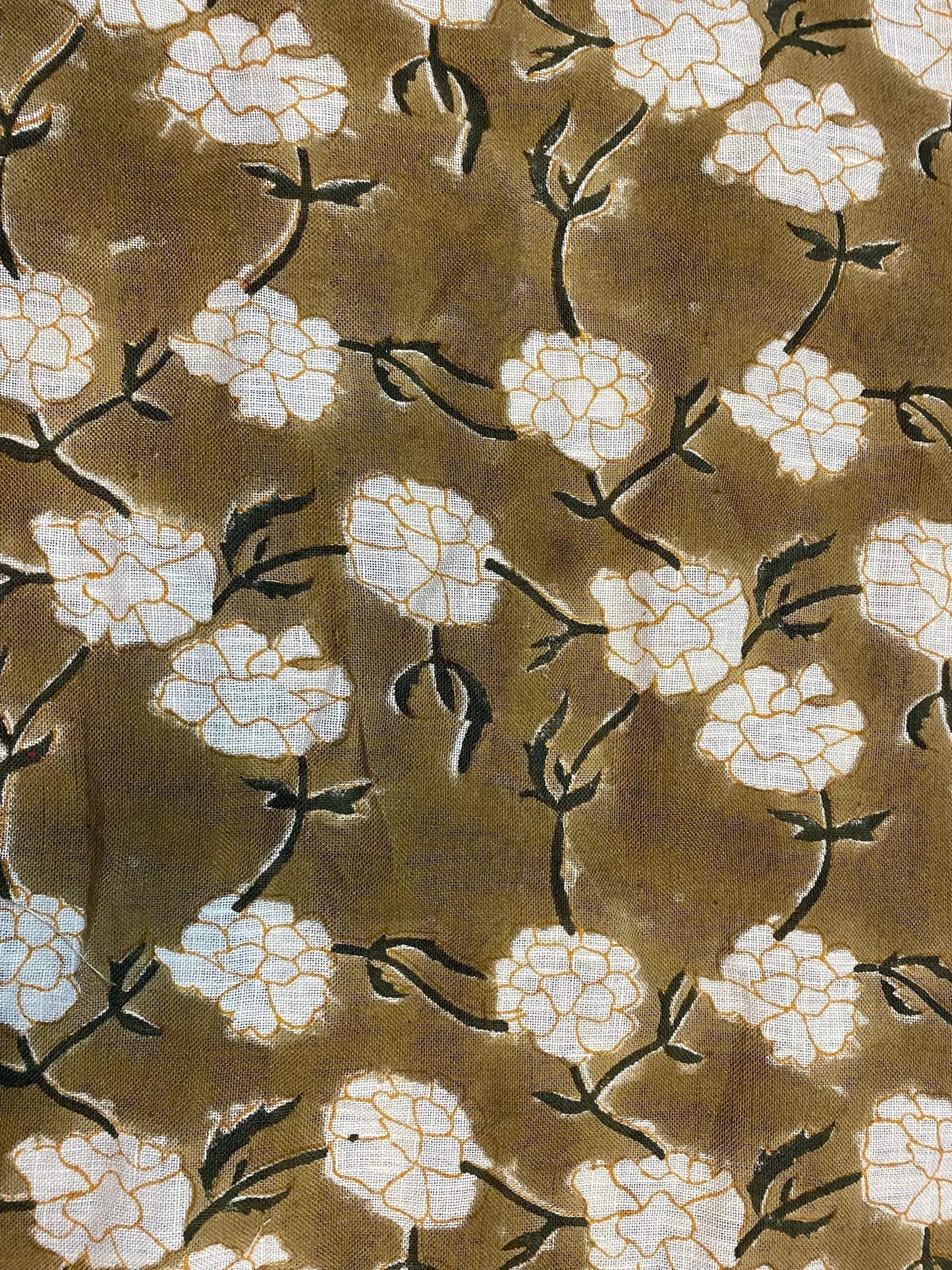 Joselyn Indian Hand Block Print Linen Designer Floral Fabric for Upholstery, Curtains etc - Maple Village Lane