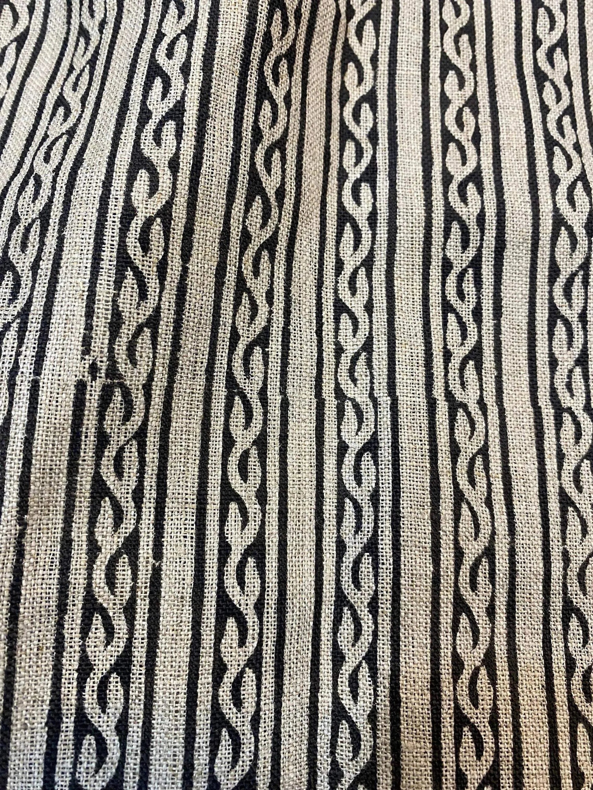 58" inches Hand Block Printed Linen Fabric , Home Decor Best Linen Fabric for decor, pillows ,upholstery, curtain - Maple Village Lane
