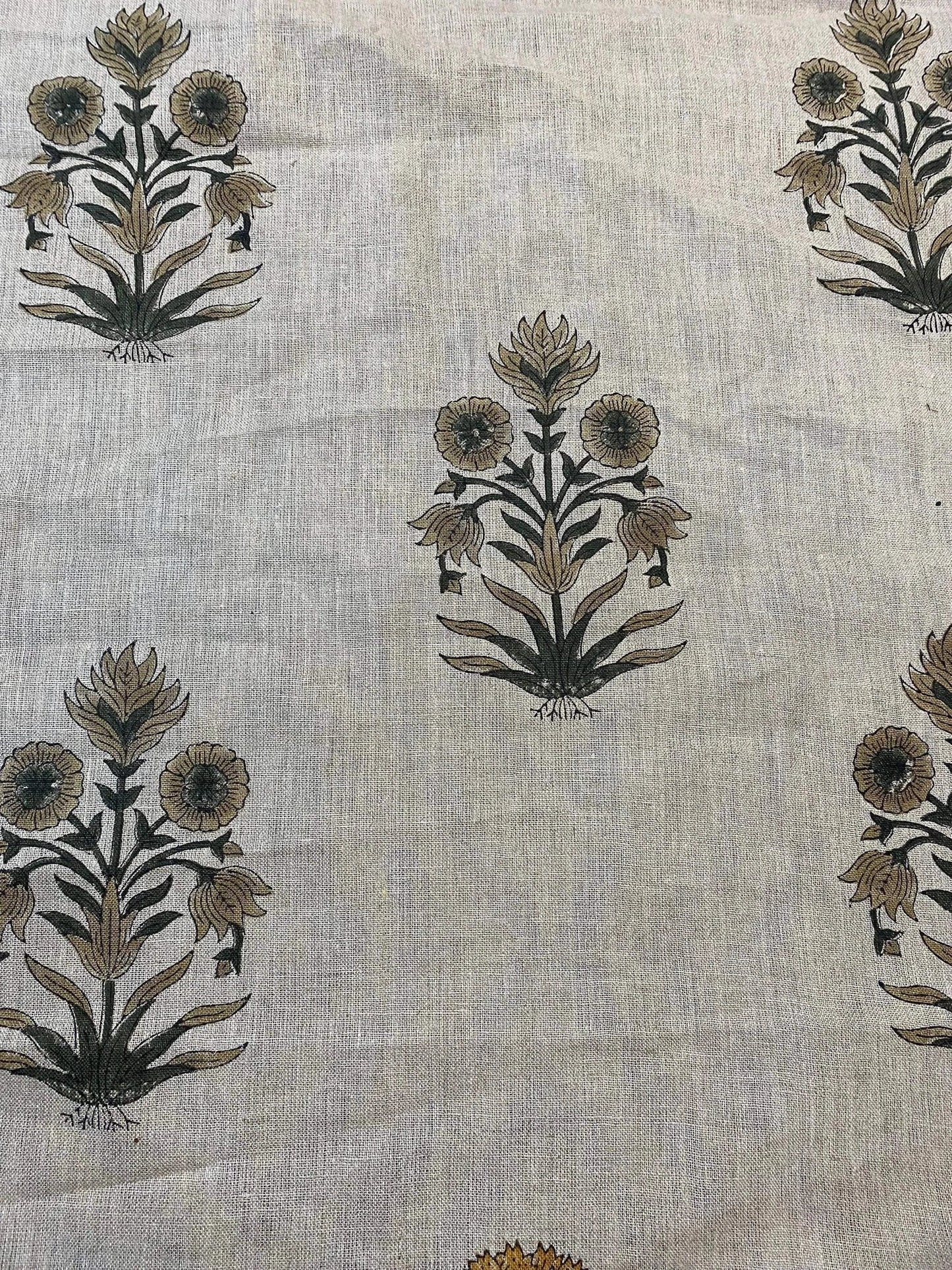 58" inches Hand Block Printed Linen Fabric , Home Decor Best Linen Fabric for decor, pillows ,upholstery, curtain - Maple Village Lane
