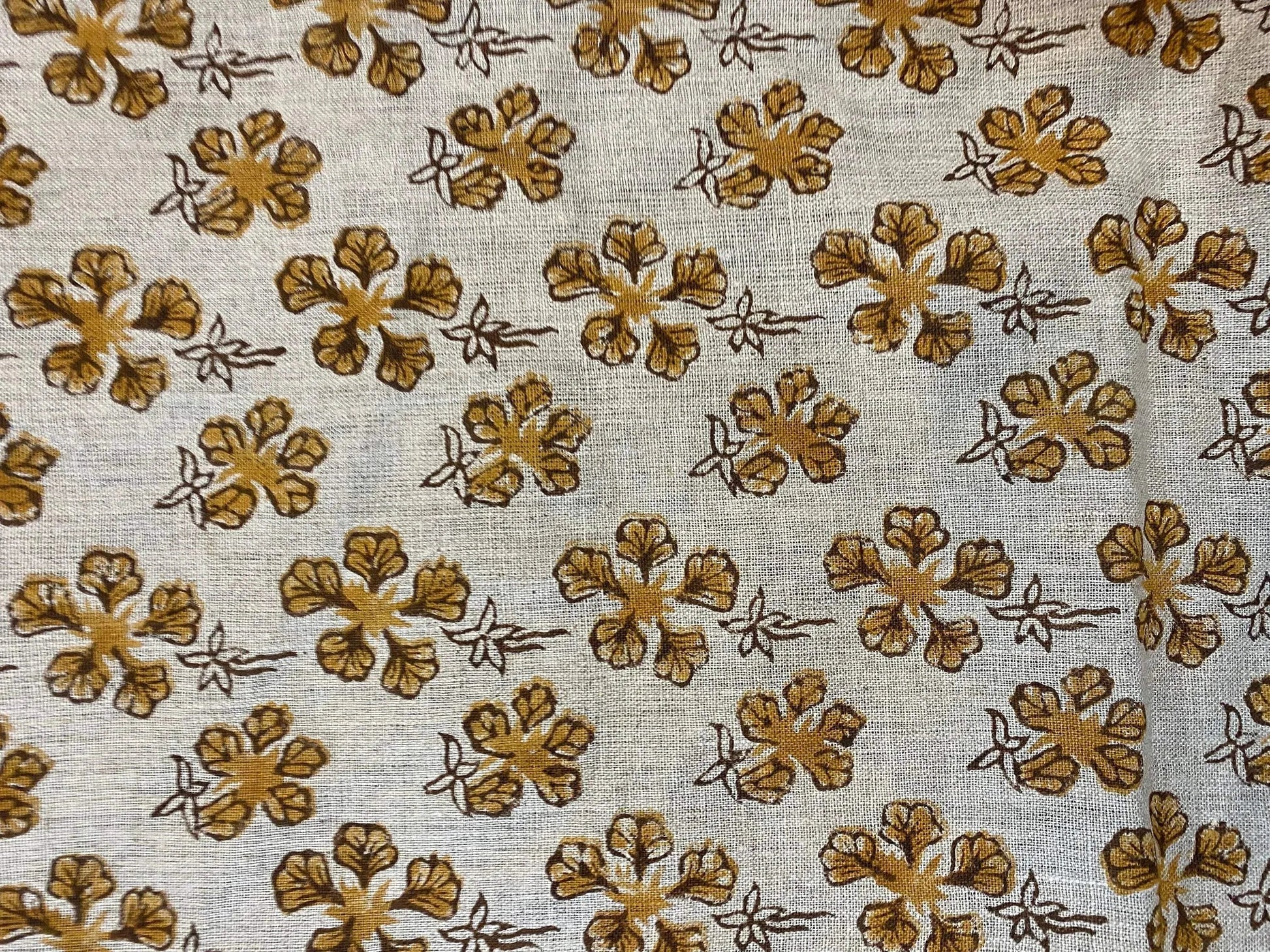 58" inches Hand Block Printed Linen Fabric , Home Decor Best Linen Fabric for decor, pillows ,upholstery, curtain - Maple Village Lane