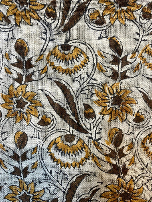 Linen fabric, Fabric by yard, Hand printed fabric, Block Print Fabric, Indian Fabric