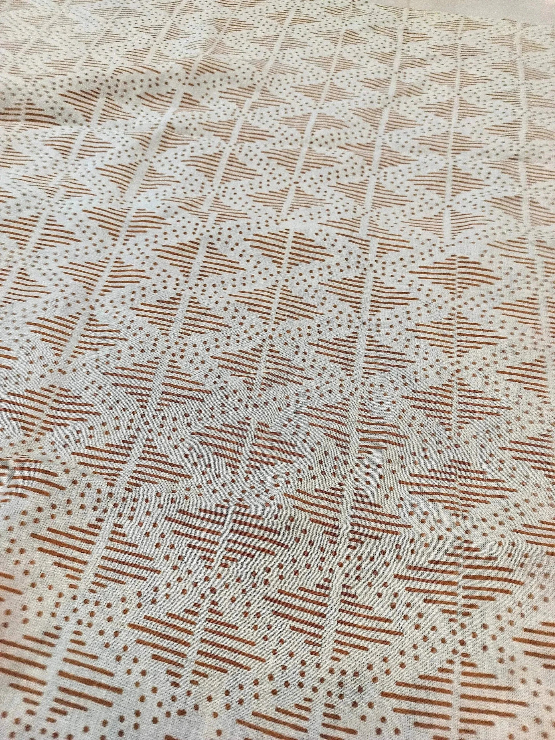 Zig-Zag Hand Block Print Designer Floral Fabric - Maple Village Lane