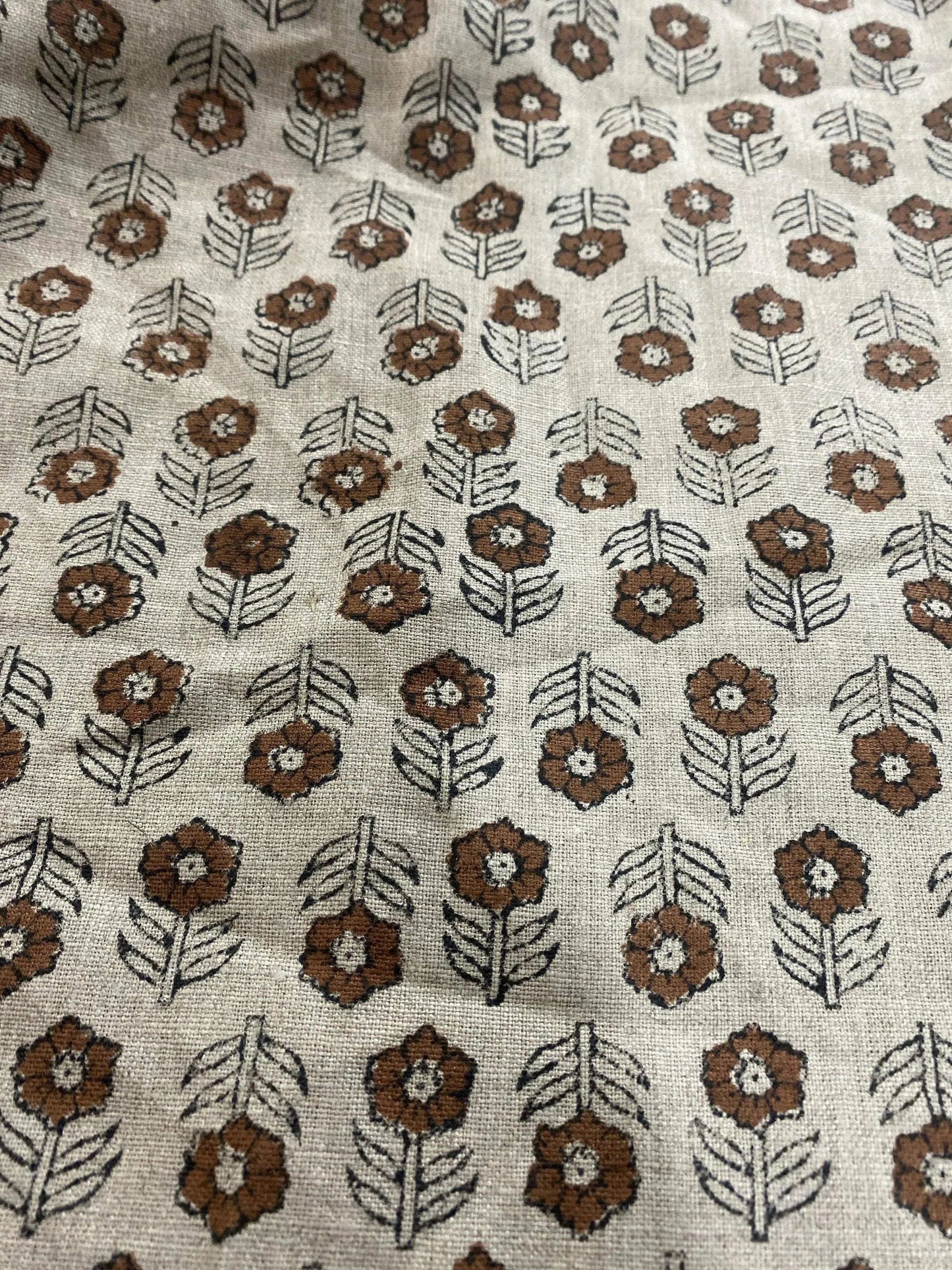 58" inches Hand Block Printed Linen Fabric , Home Decor Best Linen Fabric for decor, pillows ,upholstery, curtain - Maple Village Lane