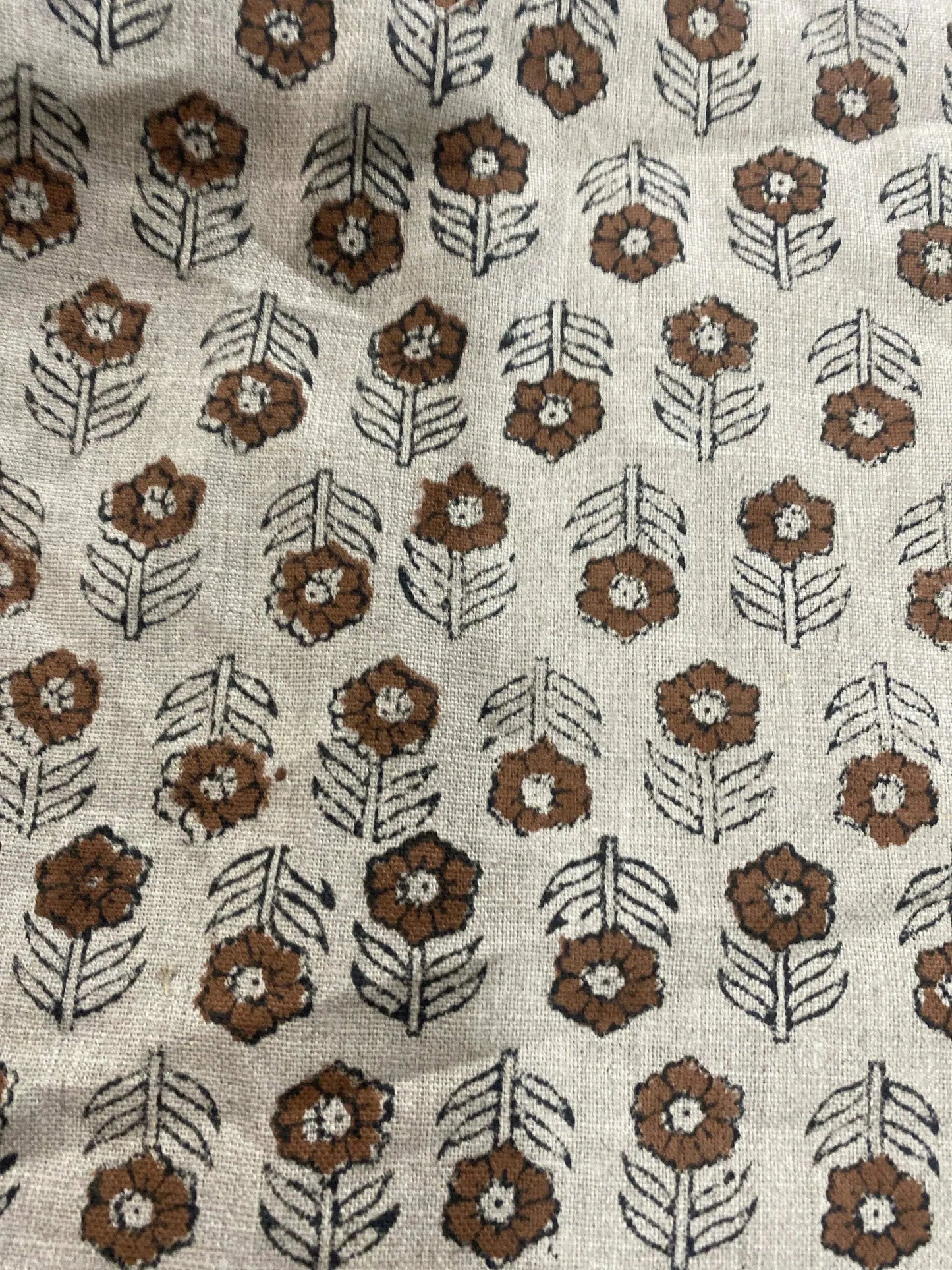 58" inches Hand Block Printed Linen Fabric , Home Decor Best Linen Fabric for decor, pillows ,upholstery, curtain - Maple Village Lane