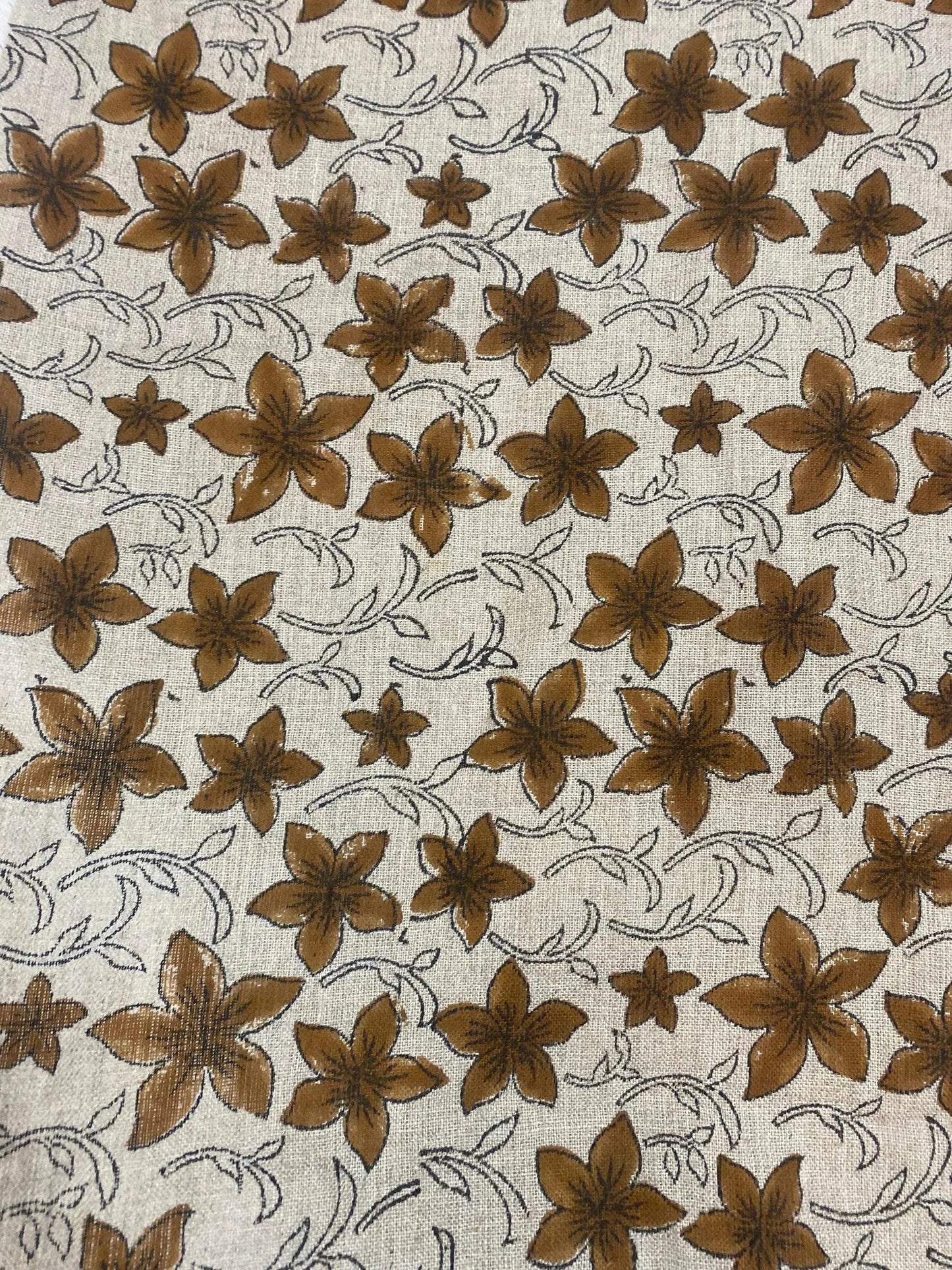 58" inches Hand Block Printed Linen Fabric , Home Decor Best Linen Fabric for decor, pillows ,upholstery, curtain - Maple Village Lane